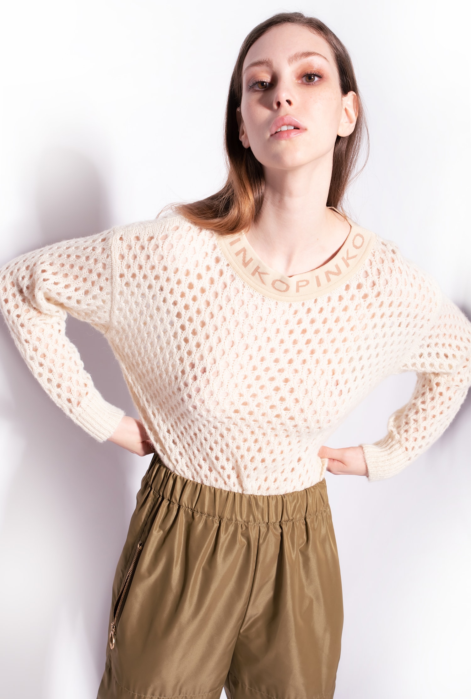 Mesh-stitch pullover