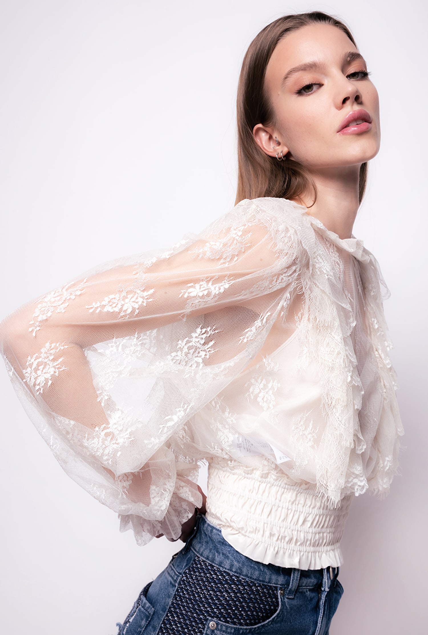 Cropped lace blouse