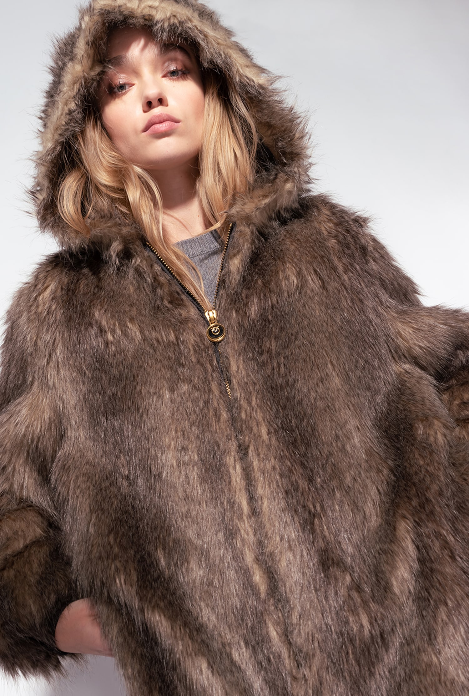 Faux fur bomber jacket