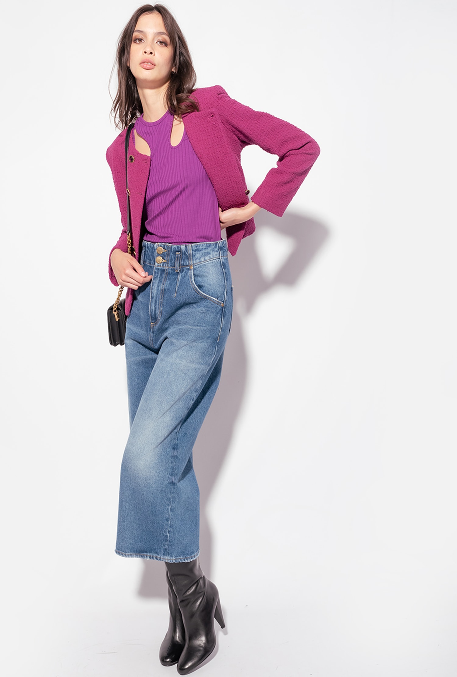 Cropped wide-leg jeans in authentic denim