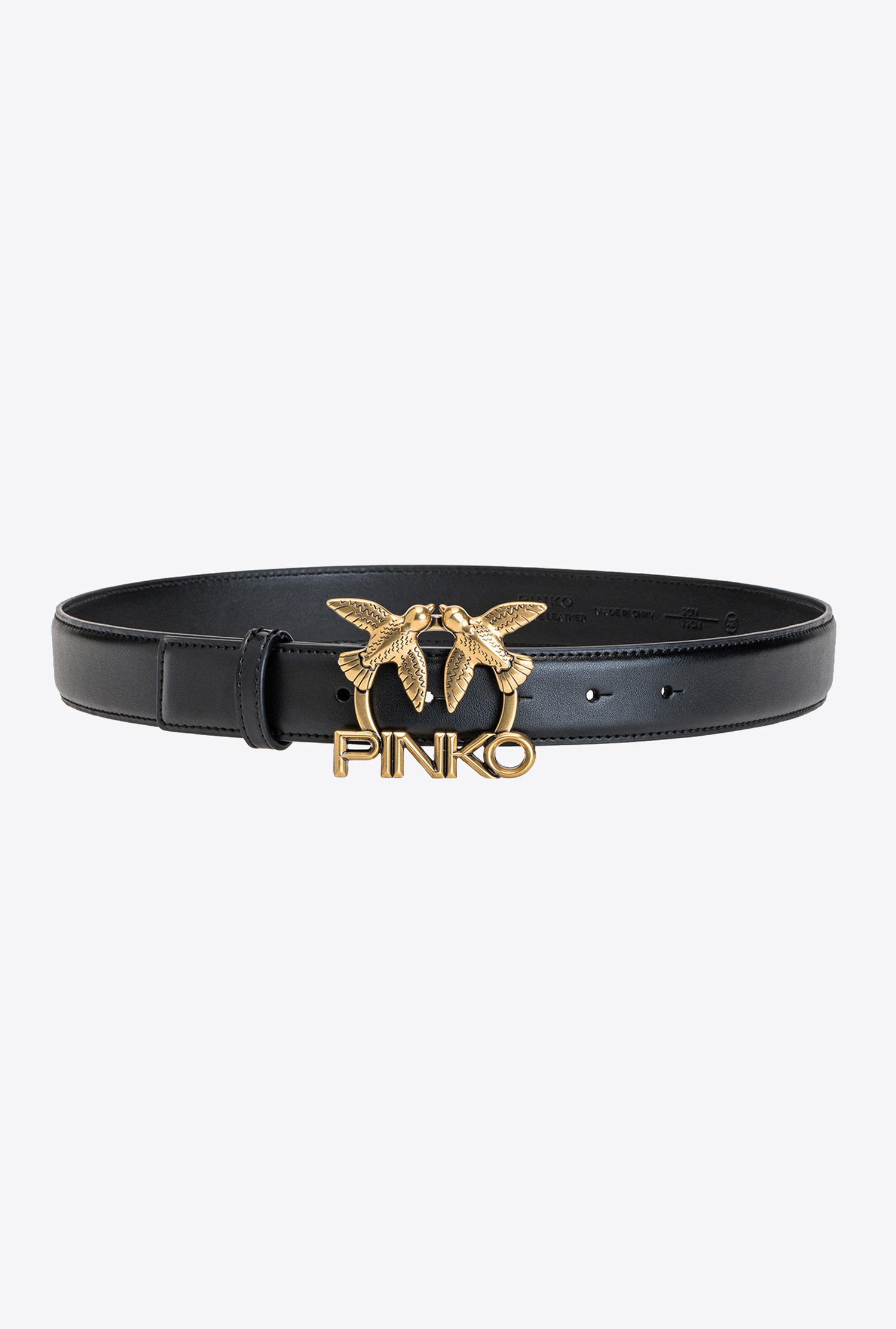 Leather belt with Love Birds logo
