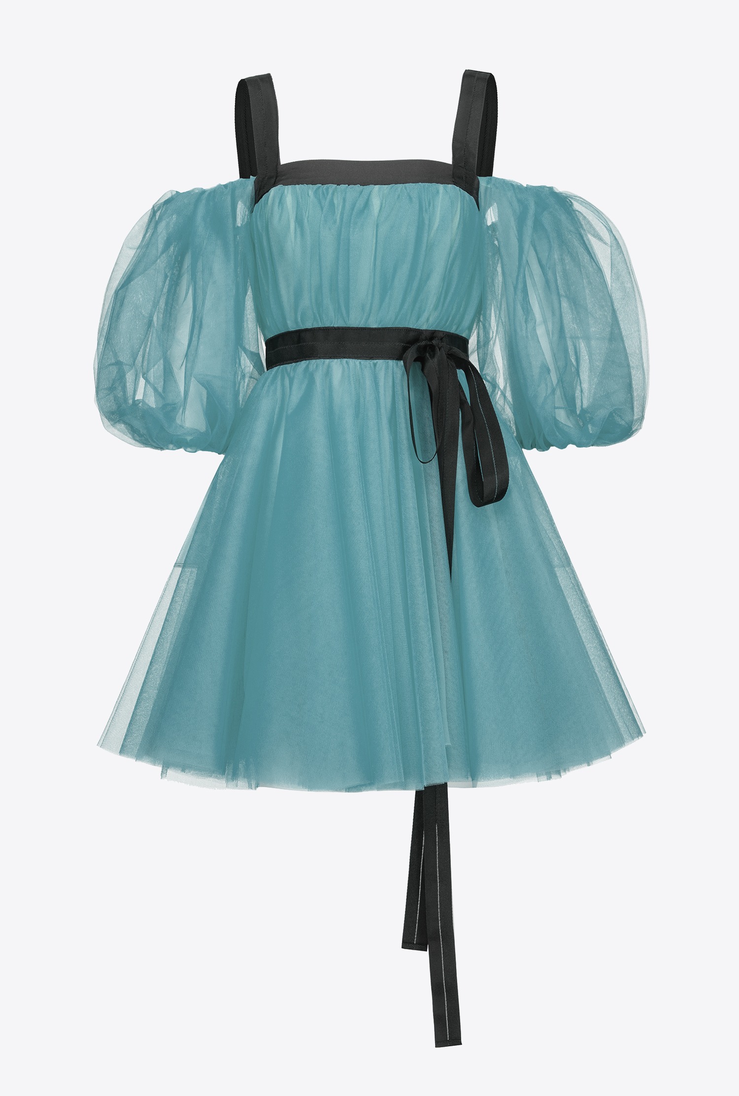 Tulle mini dress with balloon sleeves