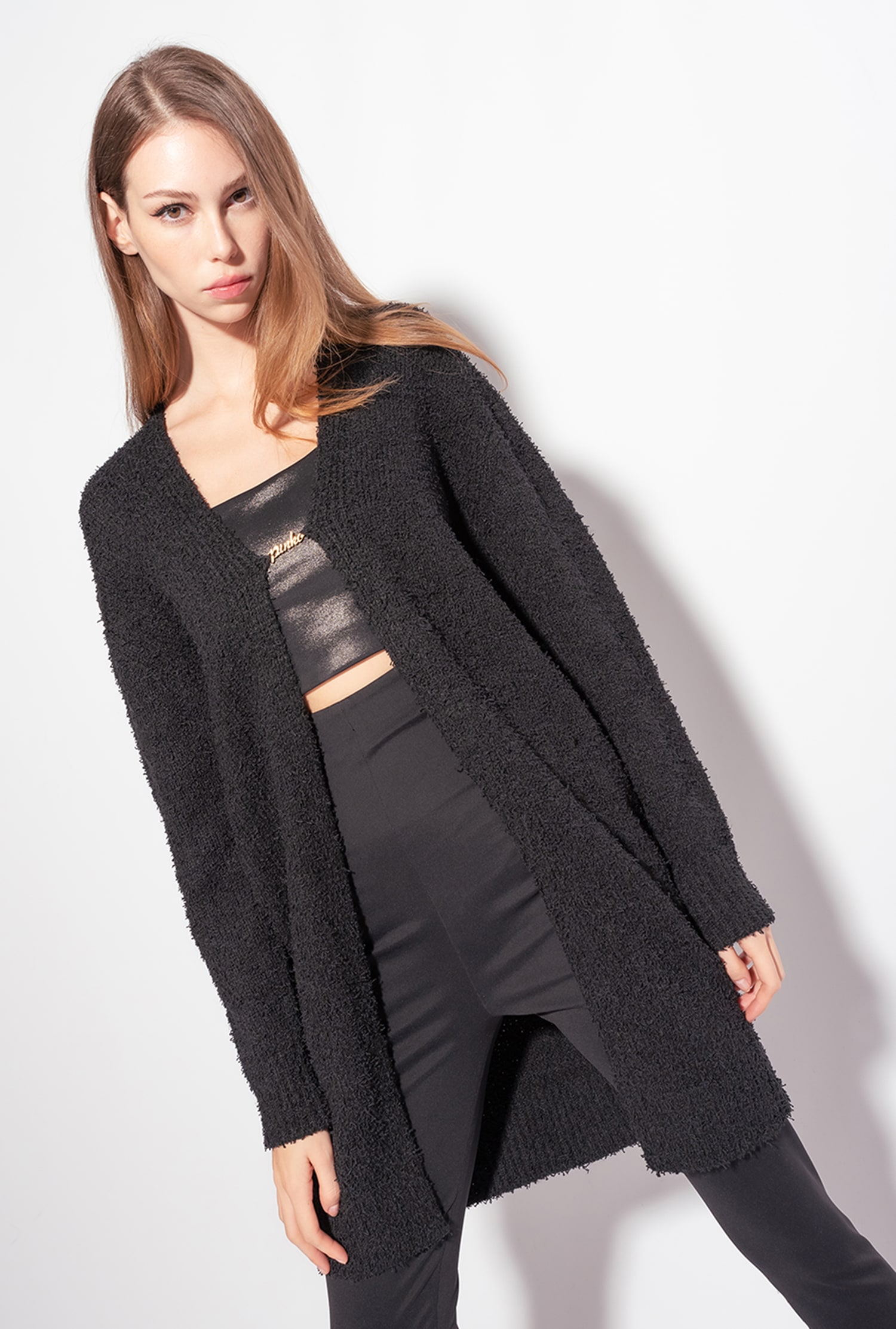 Cardigan with logo hook