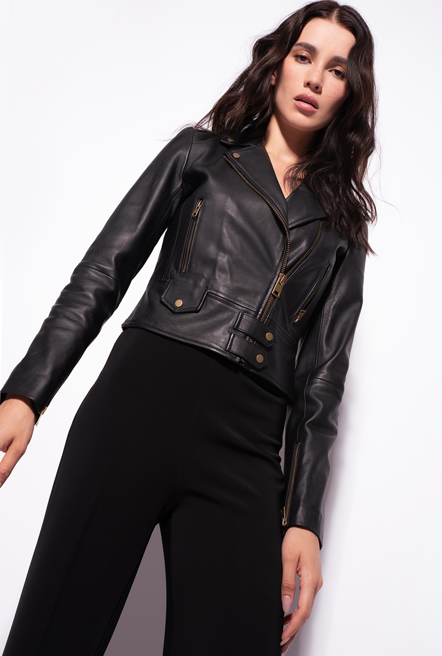 Nappa leather biker jacket