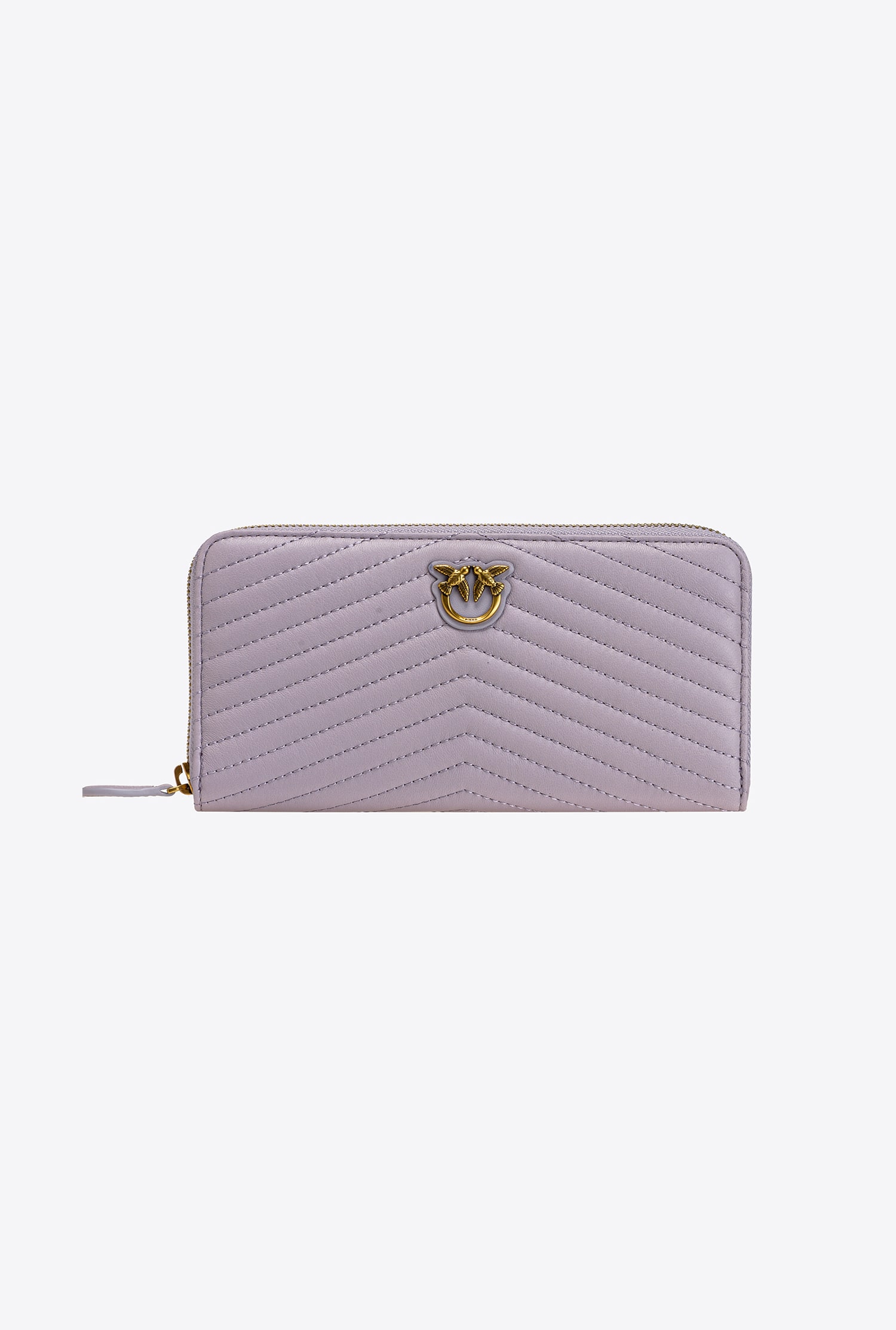 Zip-around purse in chevron-patterned nappa leather