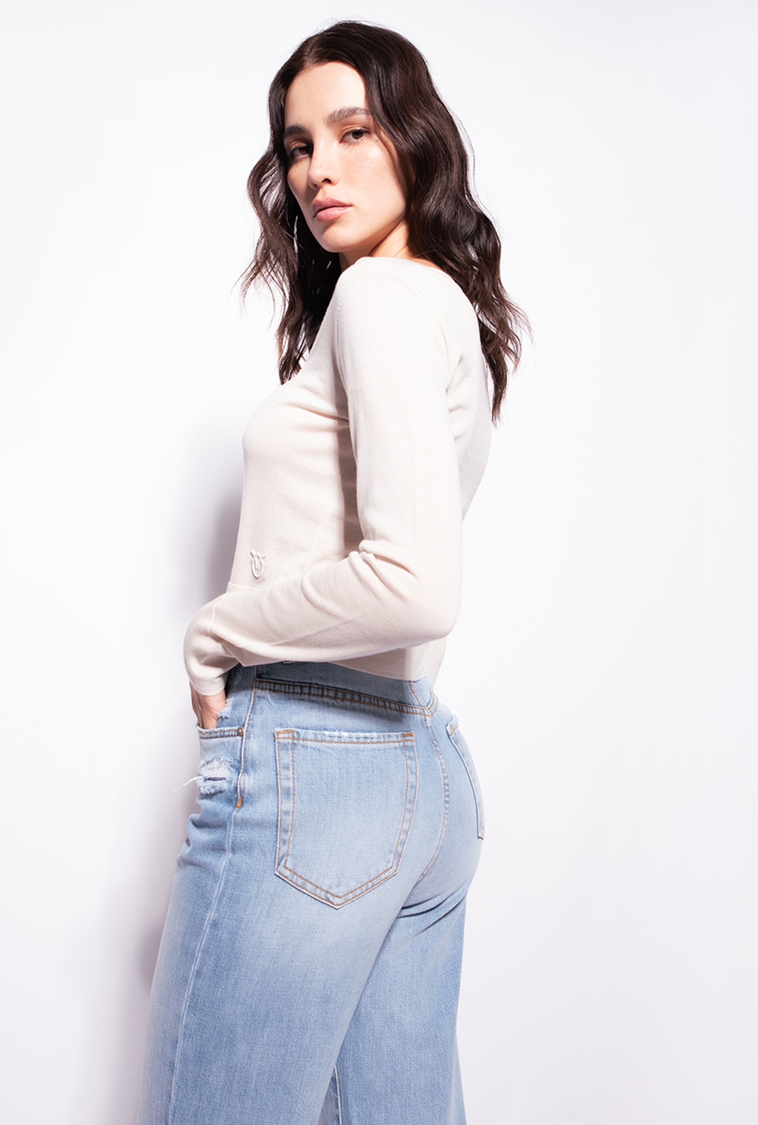 Cropped colour-block cardigan