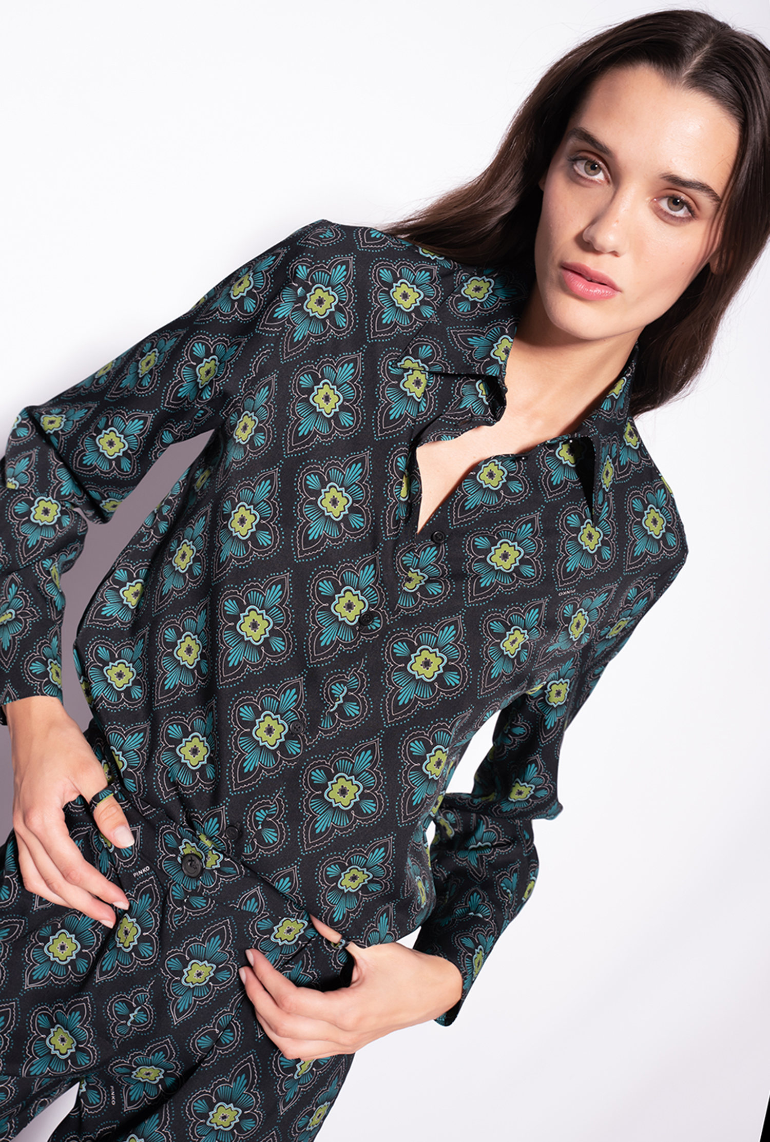 Geometric floral shirt