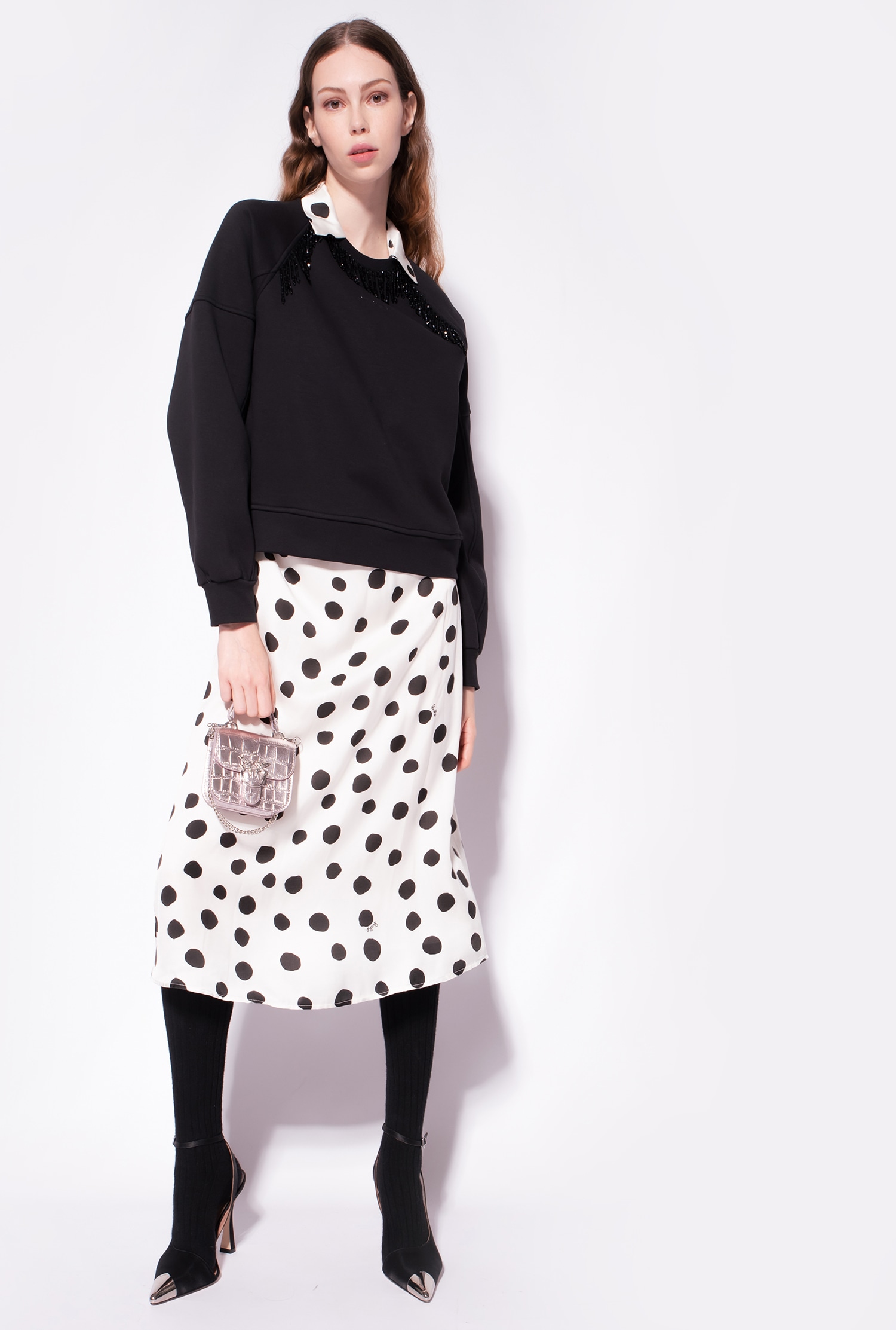 Sweatshirt with shiny fringing