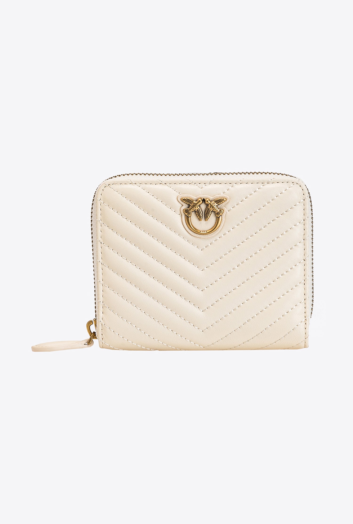 Small zip-around wallet in chevron-patterned nappa