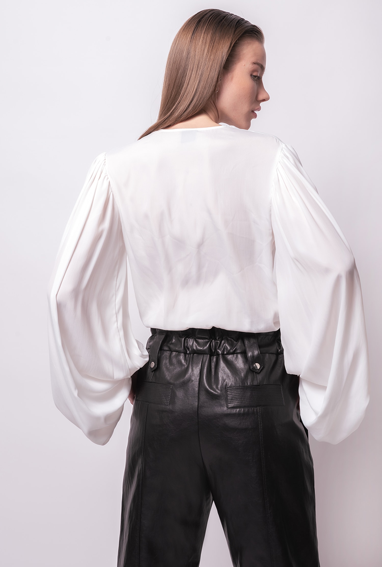 Silk-blend wrap-front bodysuit