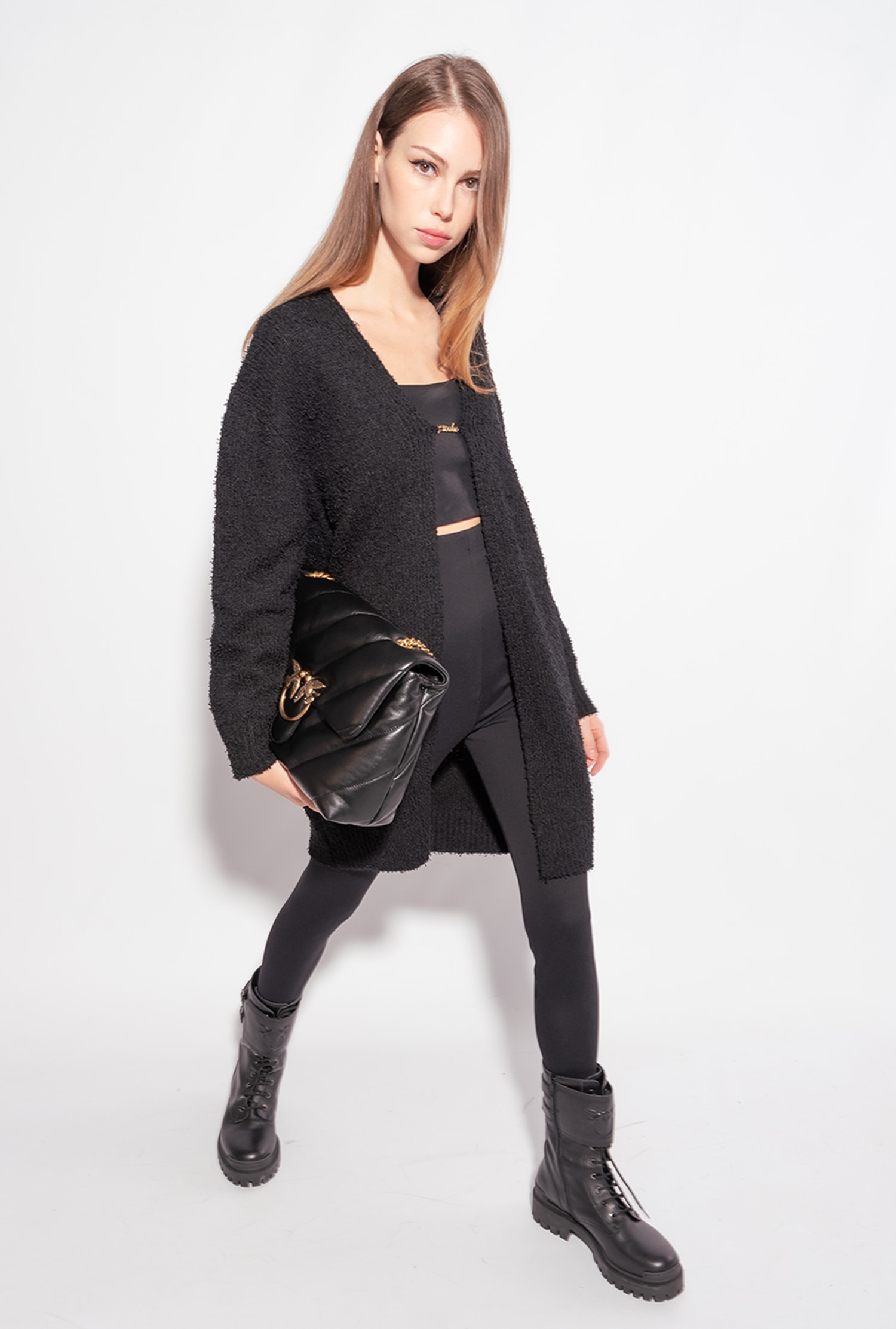 Cardigan with logo hook