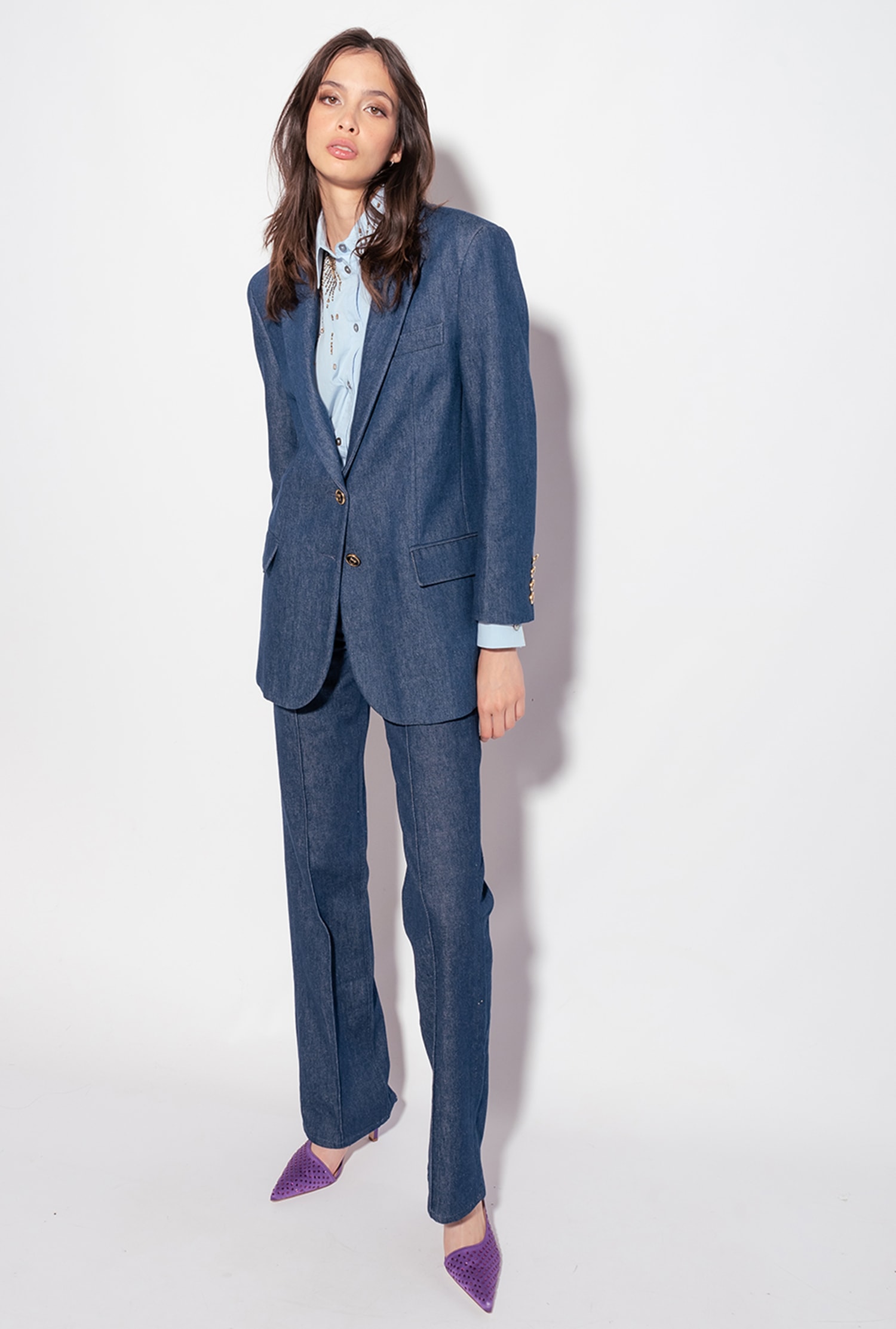 Flared flat-wash denim jeans