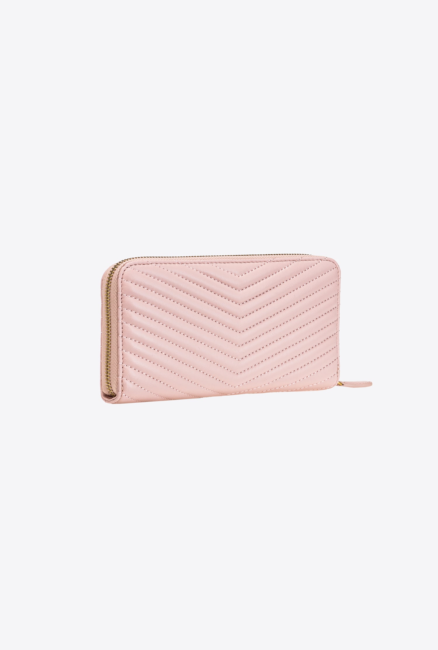 Zip-around purse in chevron-patterned nappa leather