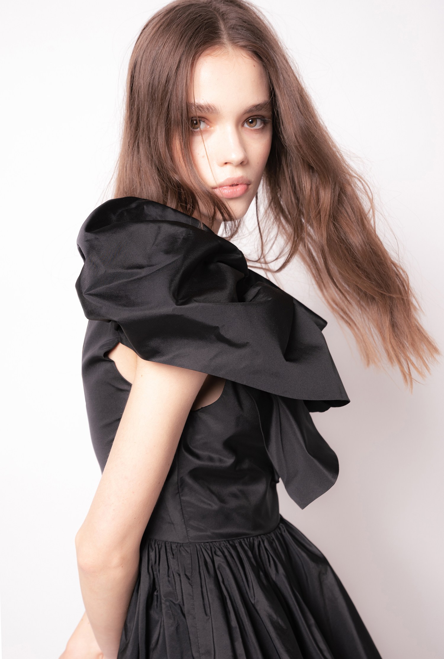 One-shoulder taffeta mini dress