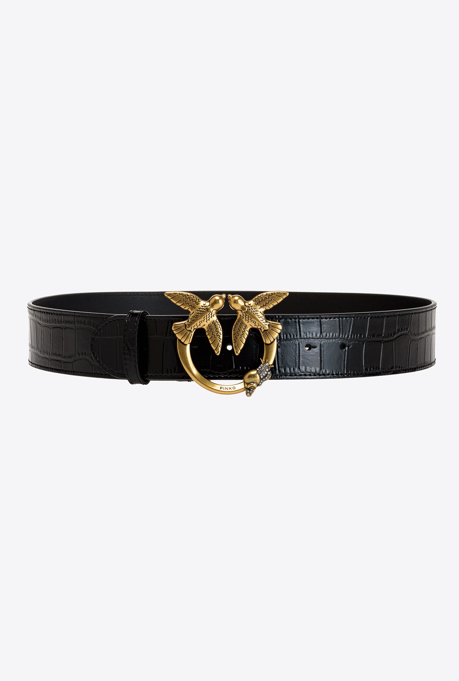 Love Birds belt with crocodile print