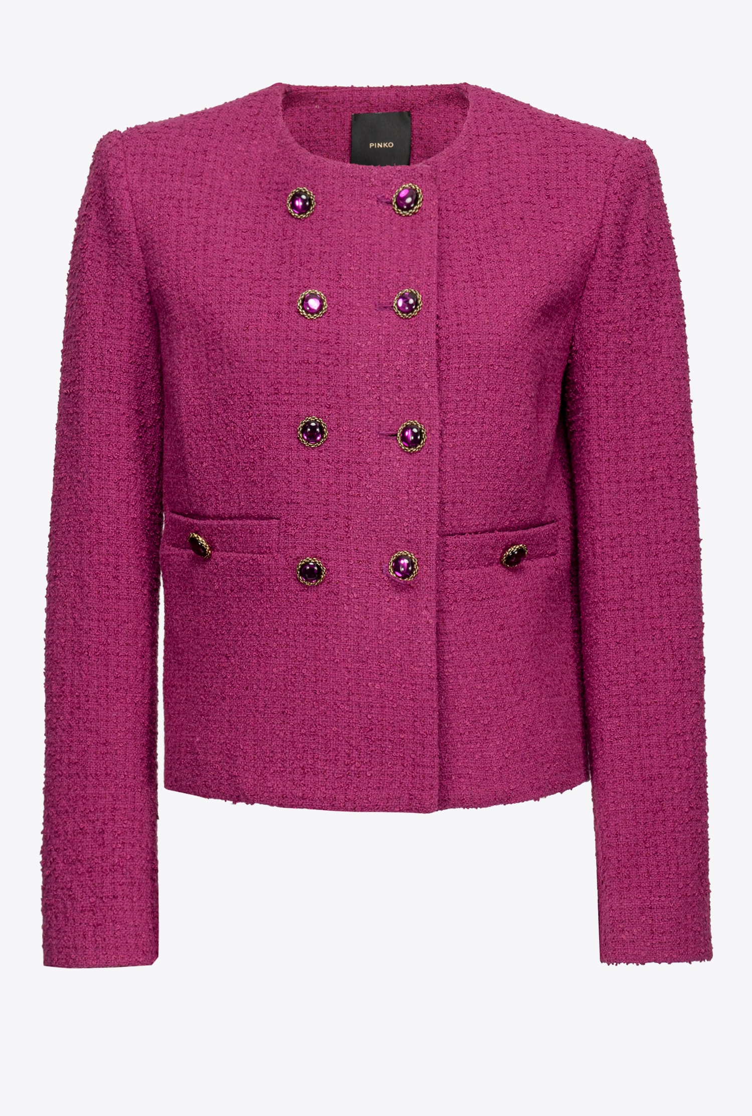 Short basketweave bouclé jacket