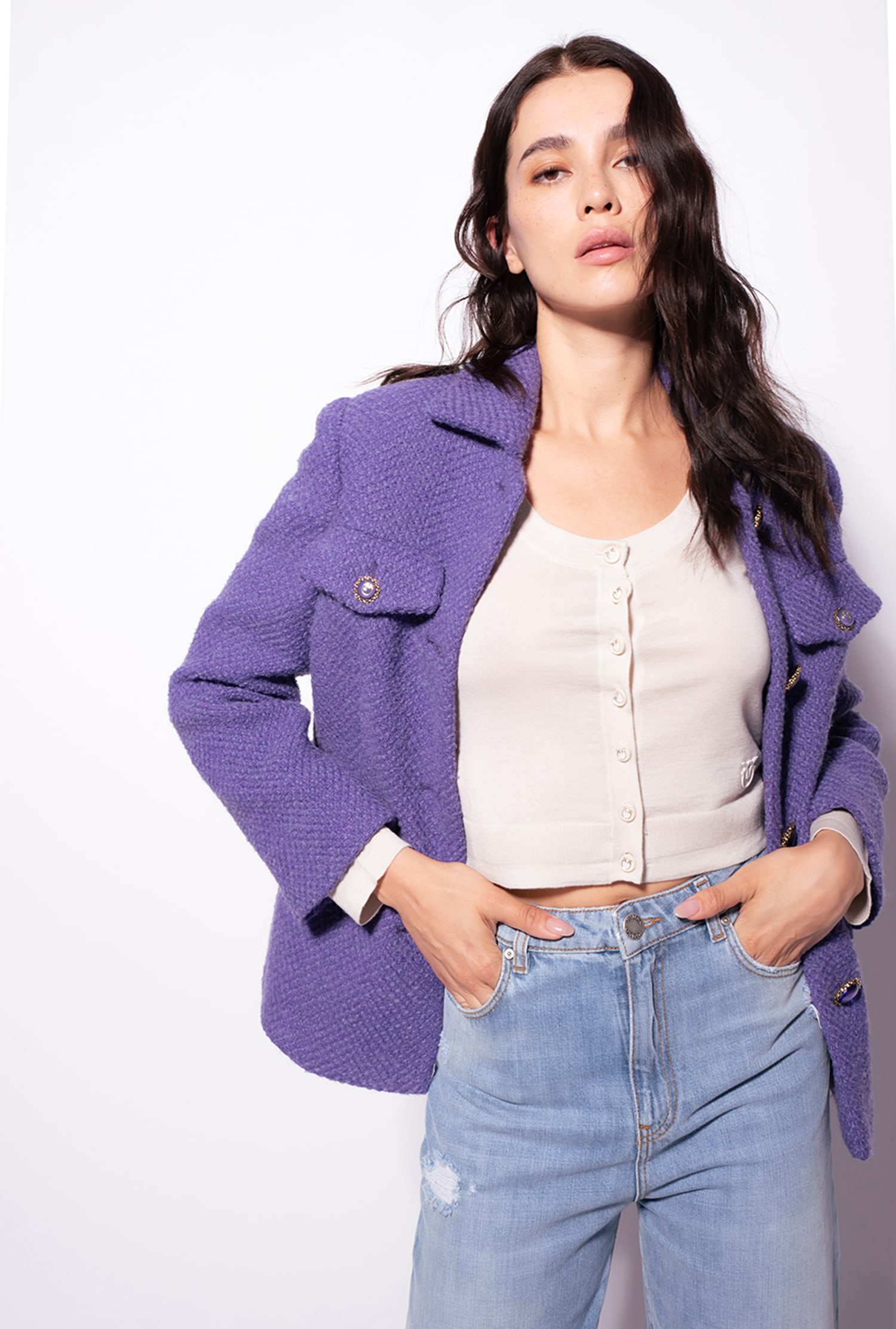 Cropped colour-block cardigan