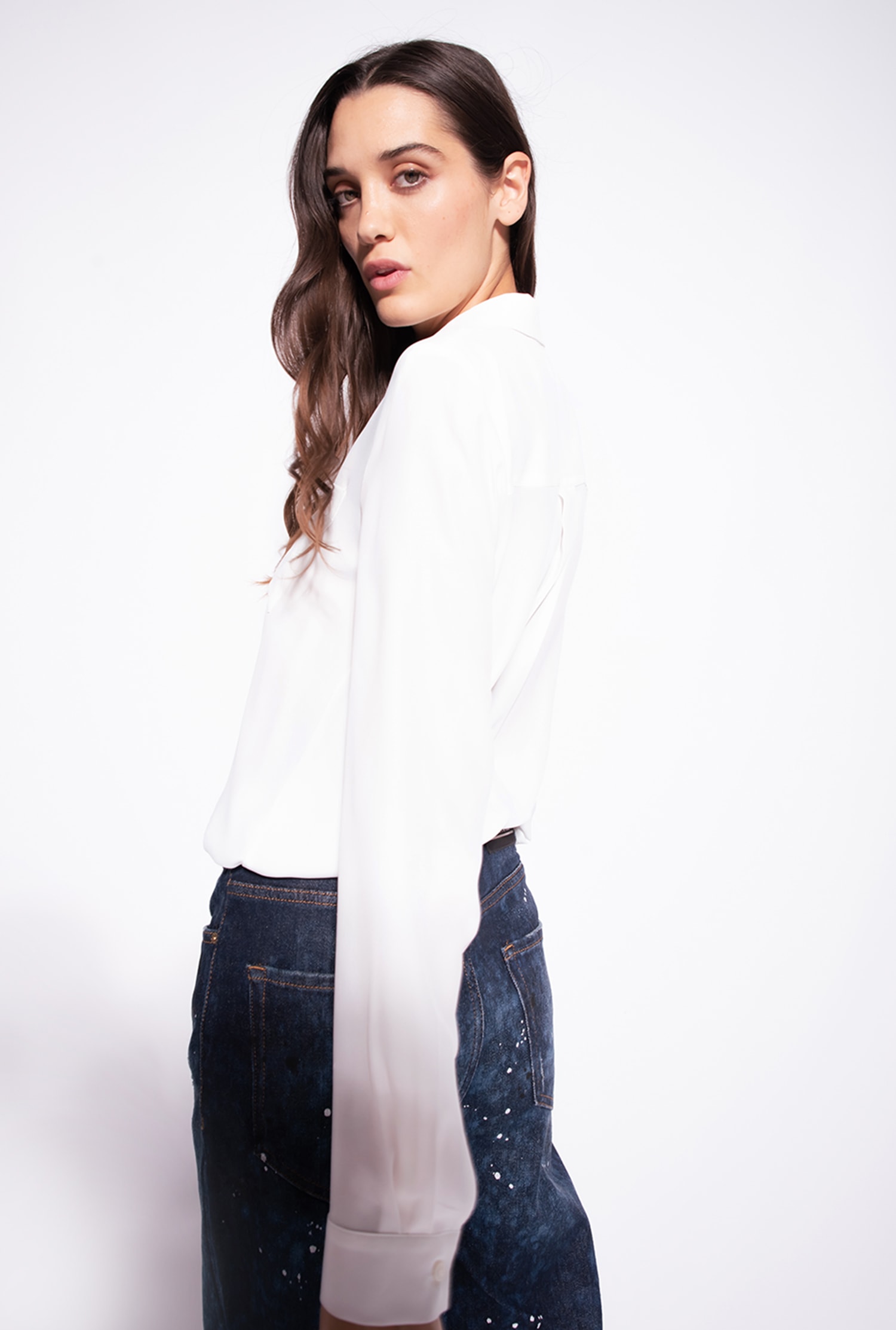 Silk-blend shirt with breast pocket