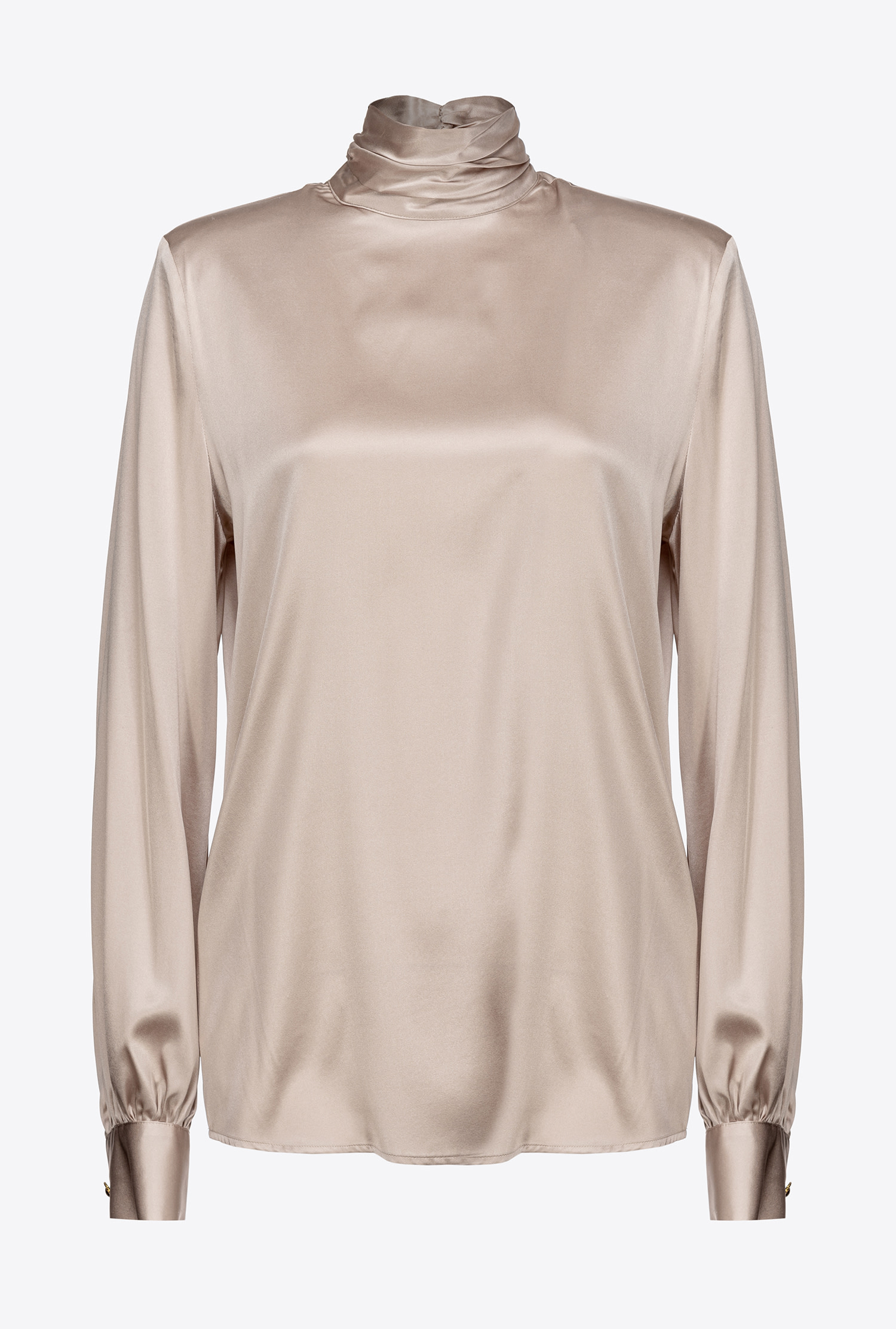 Stretch satin turtleneck blouse