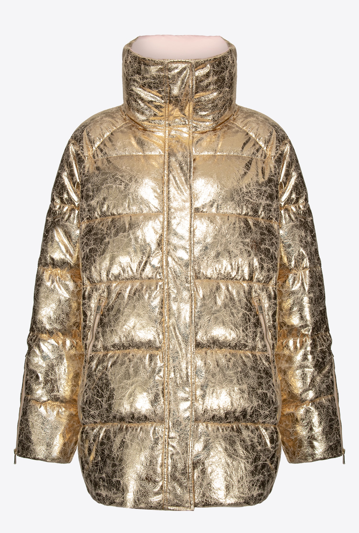 Vintage-effect laminated down jacket