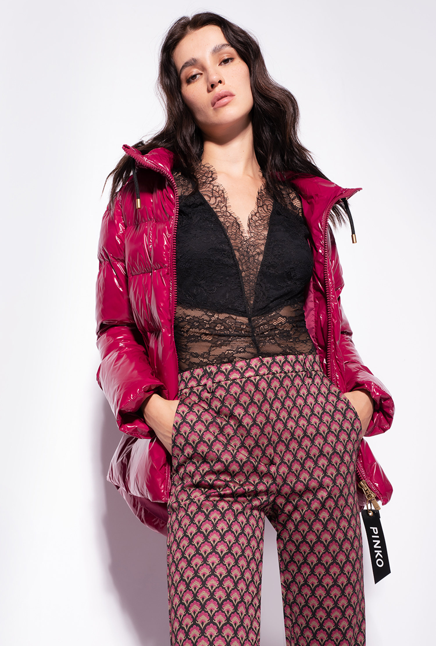 Crystal nylon pea jacket