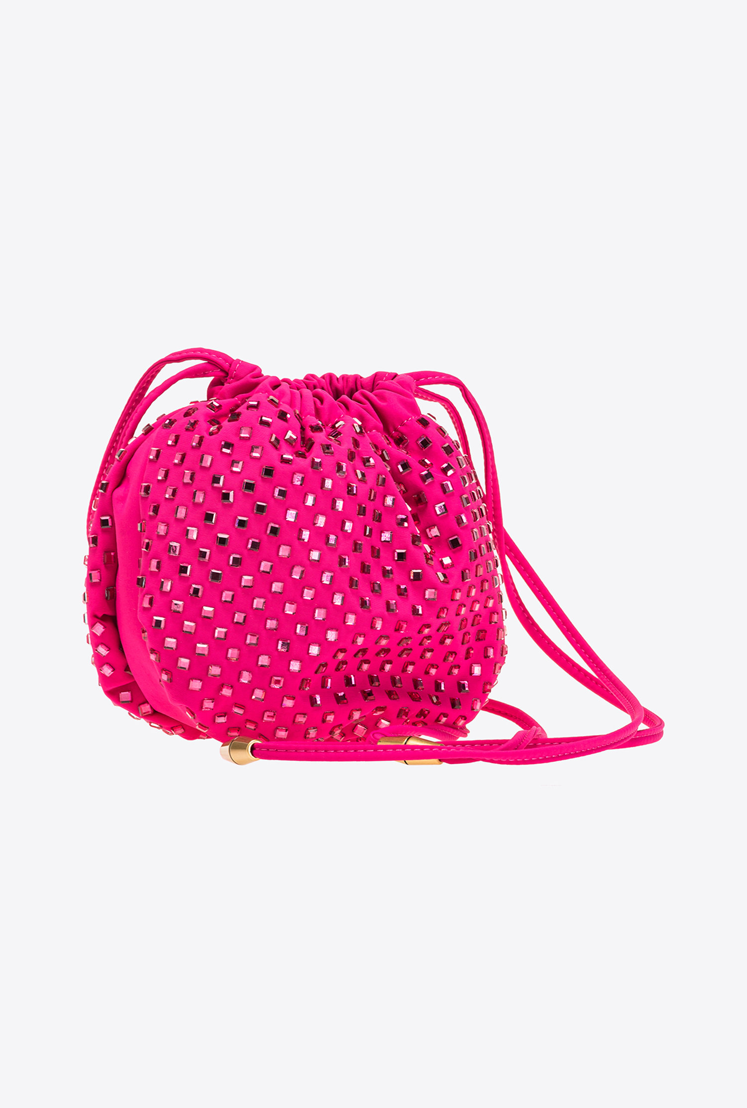 Satin mini bag with rhinestones all over
