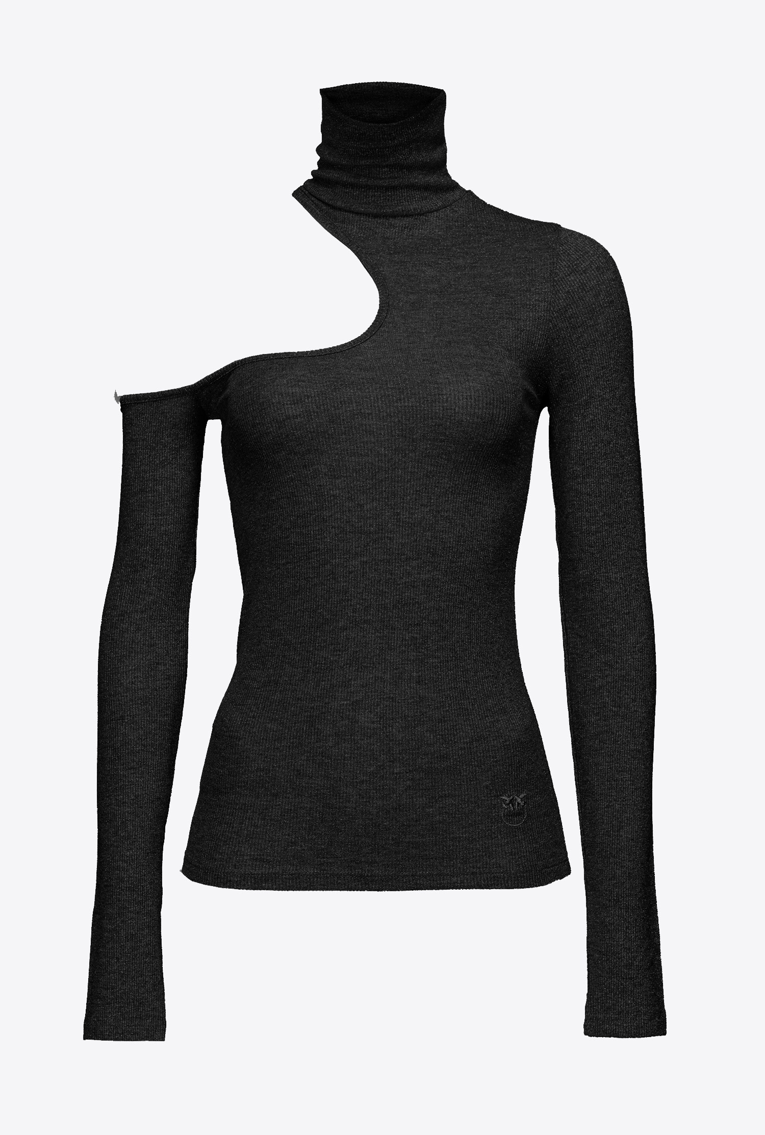 Ribbed lurex turtleneck sweater