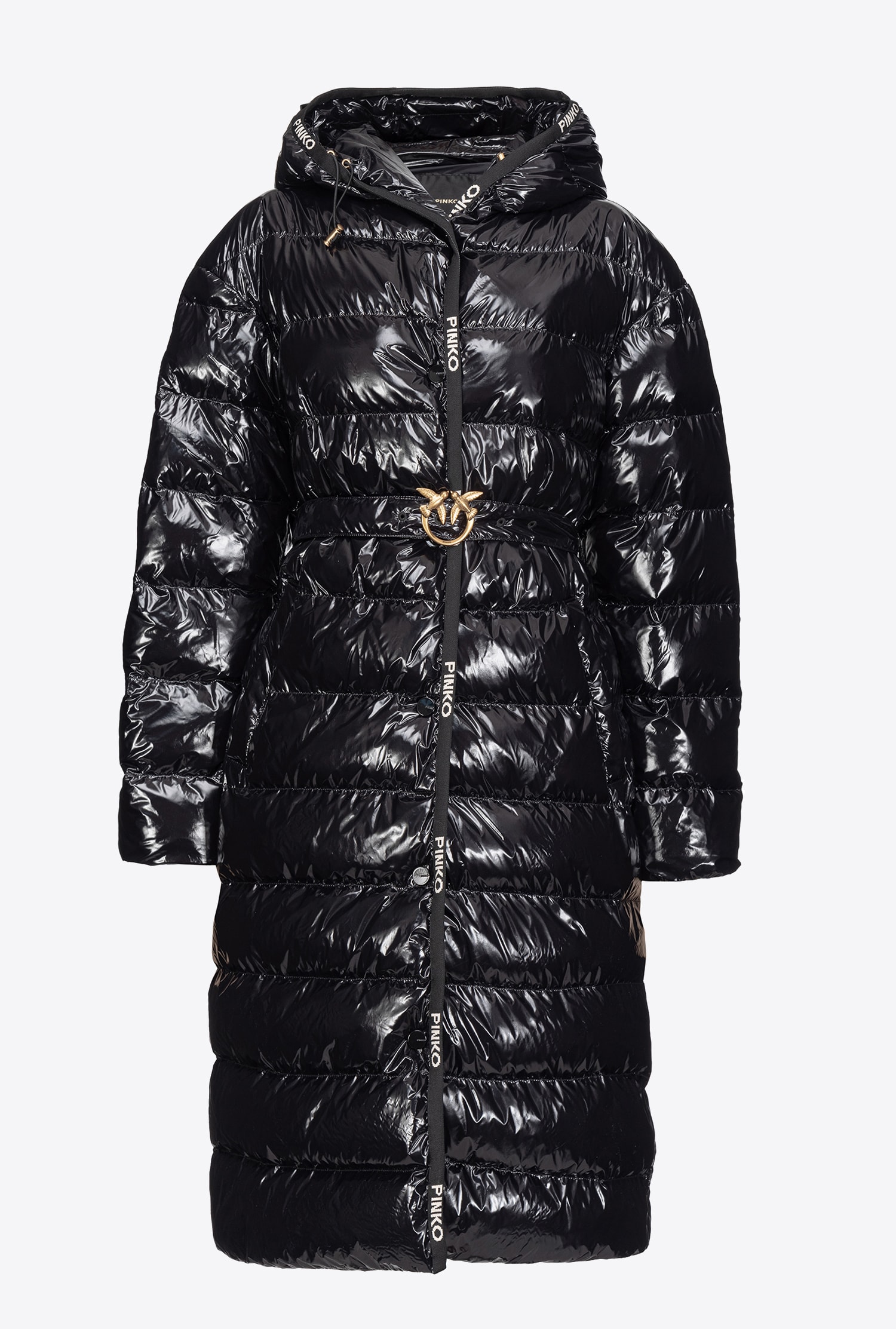 Long crystal nylon down jacket