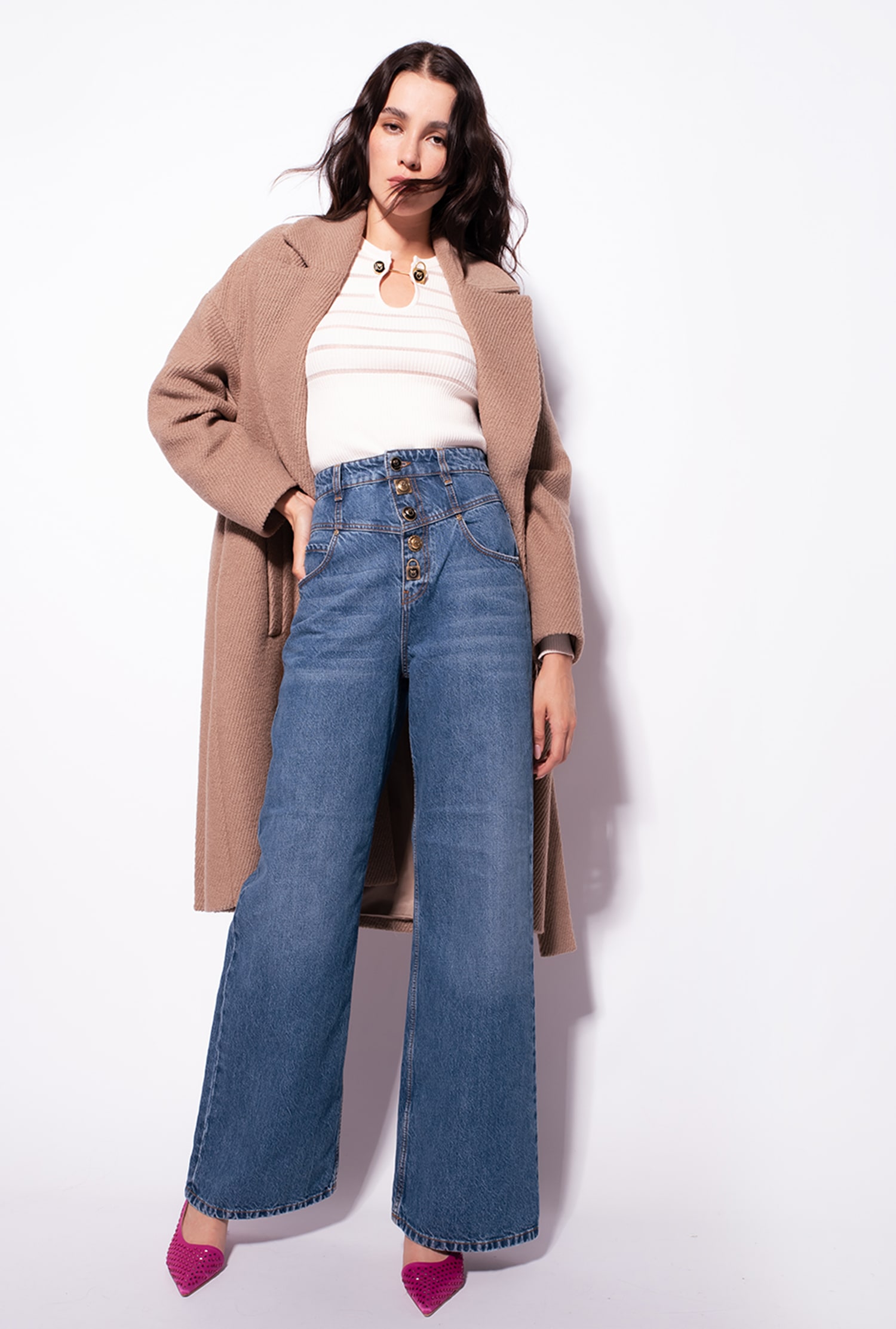 Long-sleeved lurex striped sweater