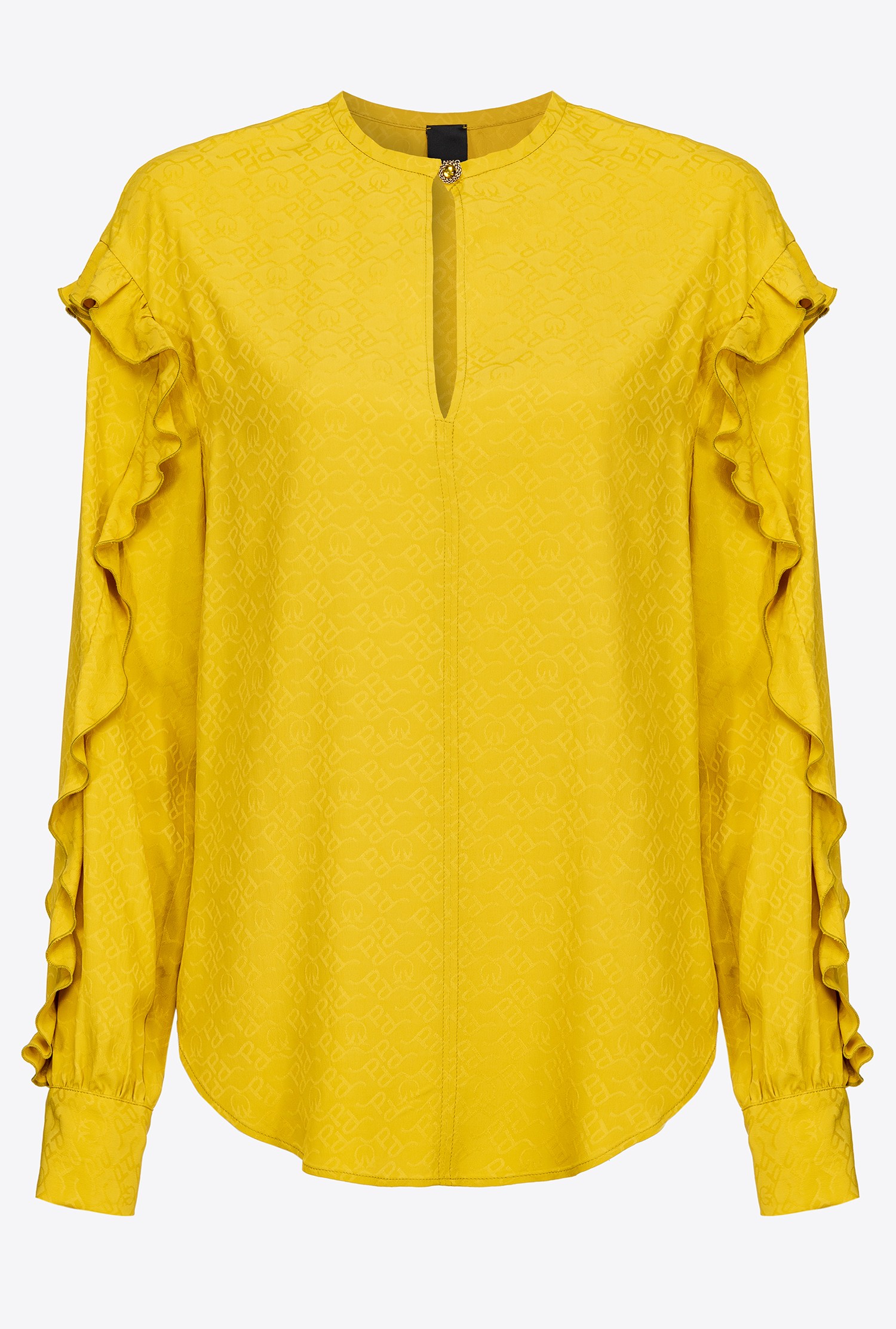 Silk jacquard blouse with logo