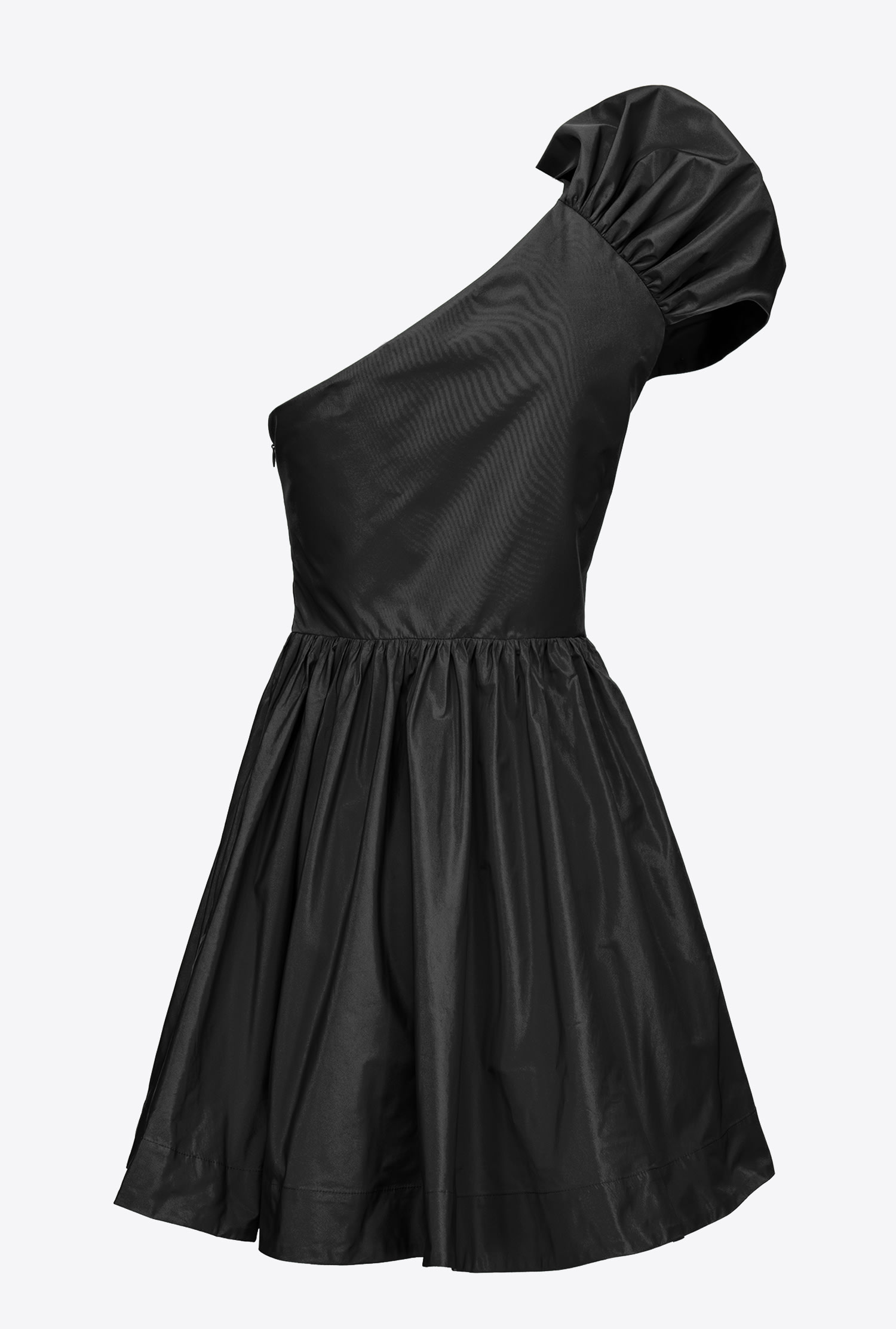 One-shoulder taffeta mini dress