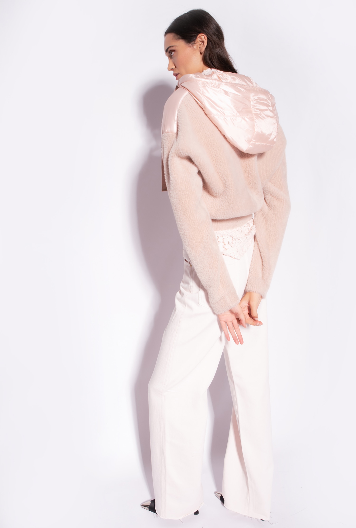 Jacket with faux fur sleeves