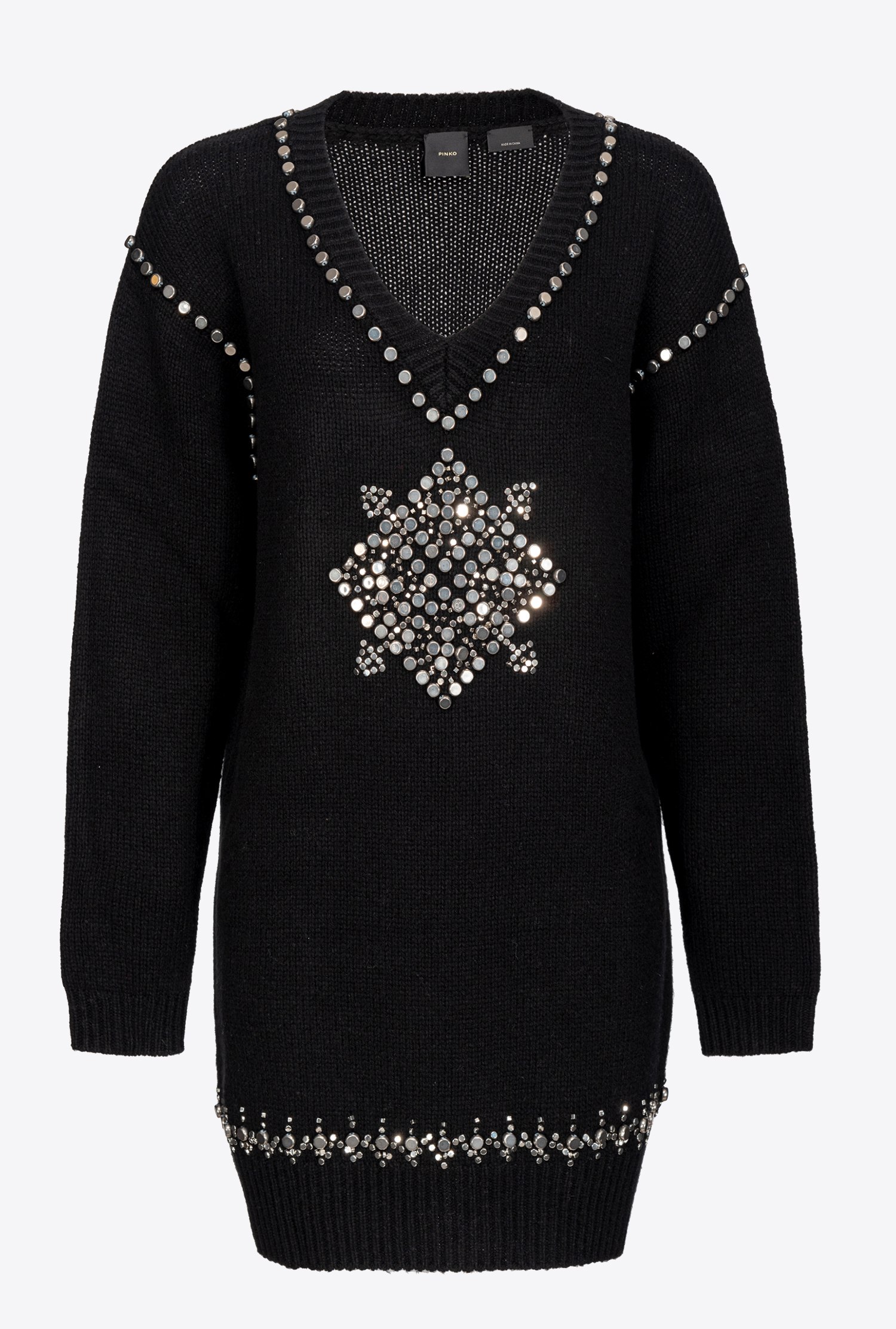 Knit dress with metal embellishment