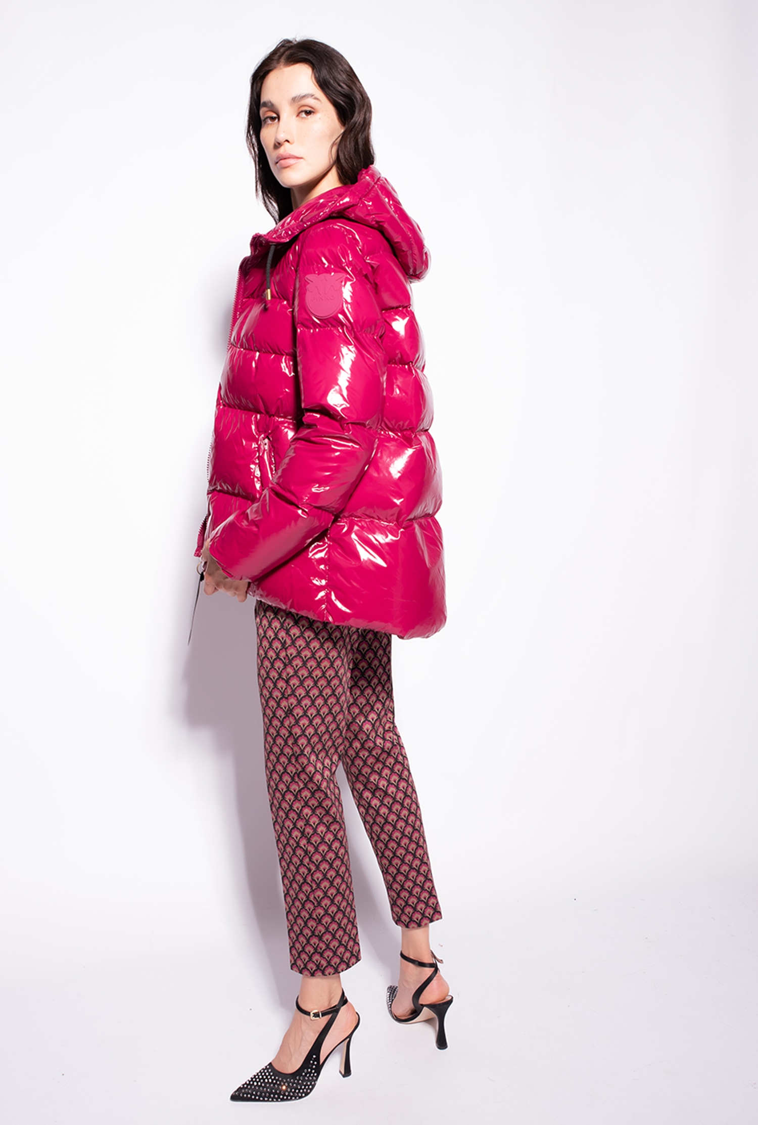 Crystal nylon pea jacket