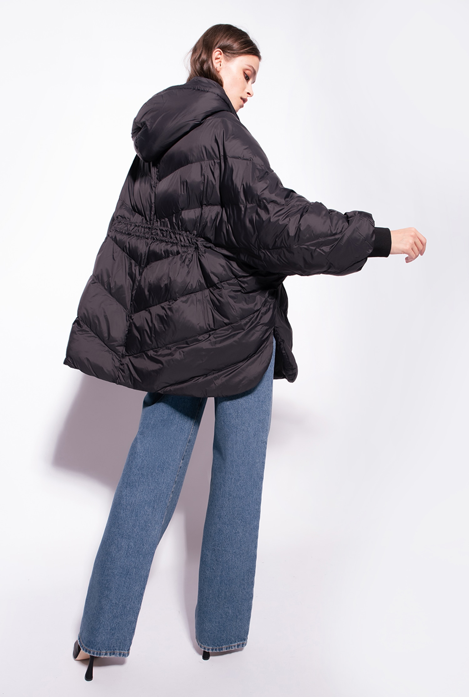 Midi technical canvas down jacket