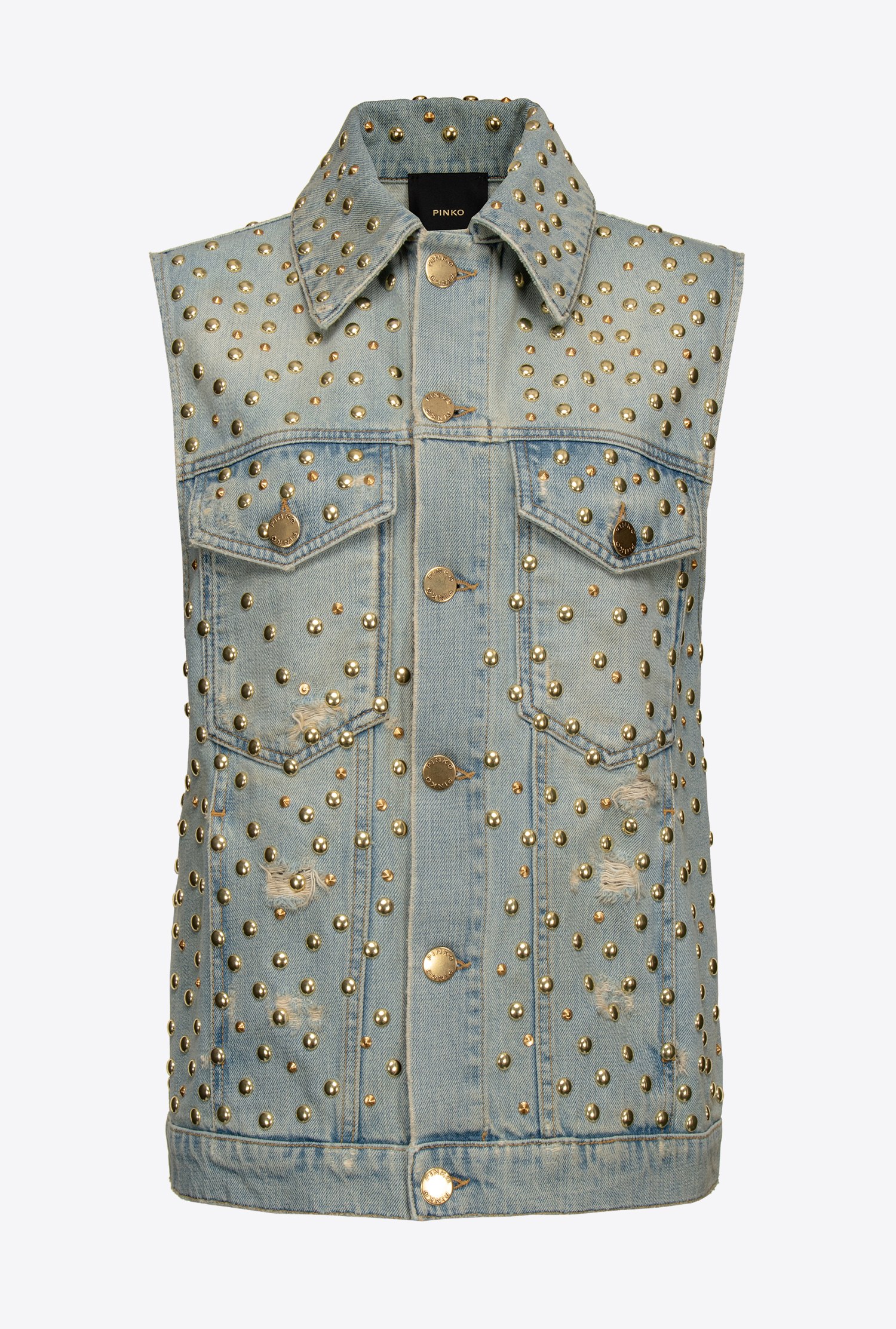 Denim vest with studs
