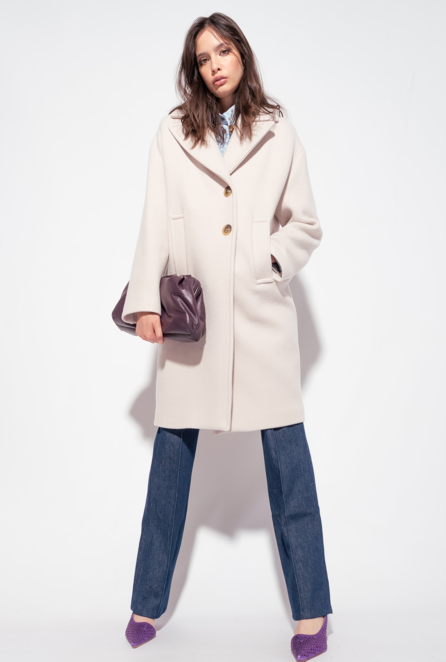 Washed cloth cocoon coat