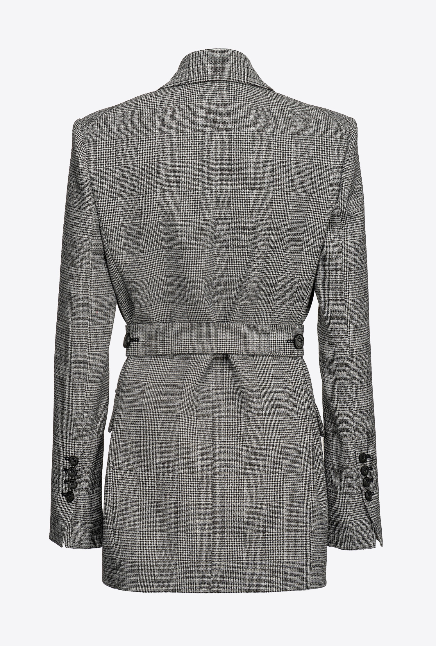 Belted blazer with textured check