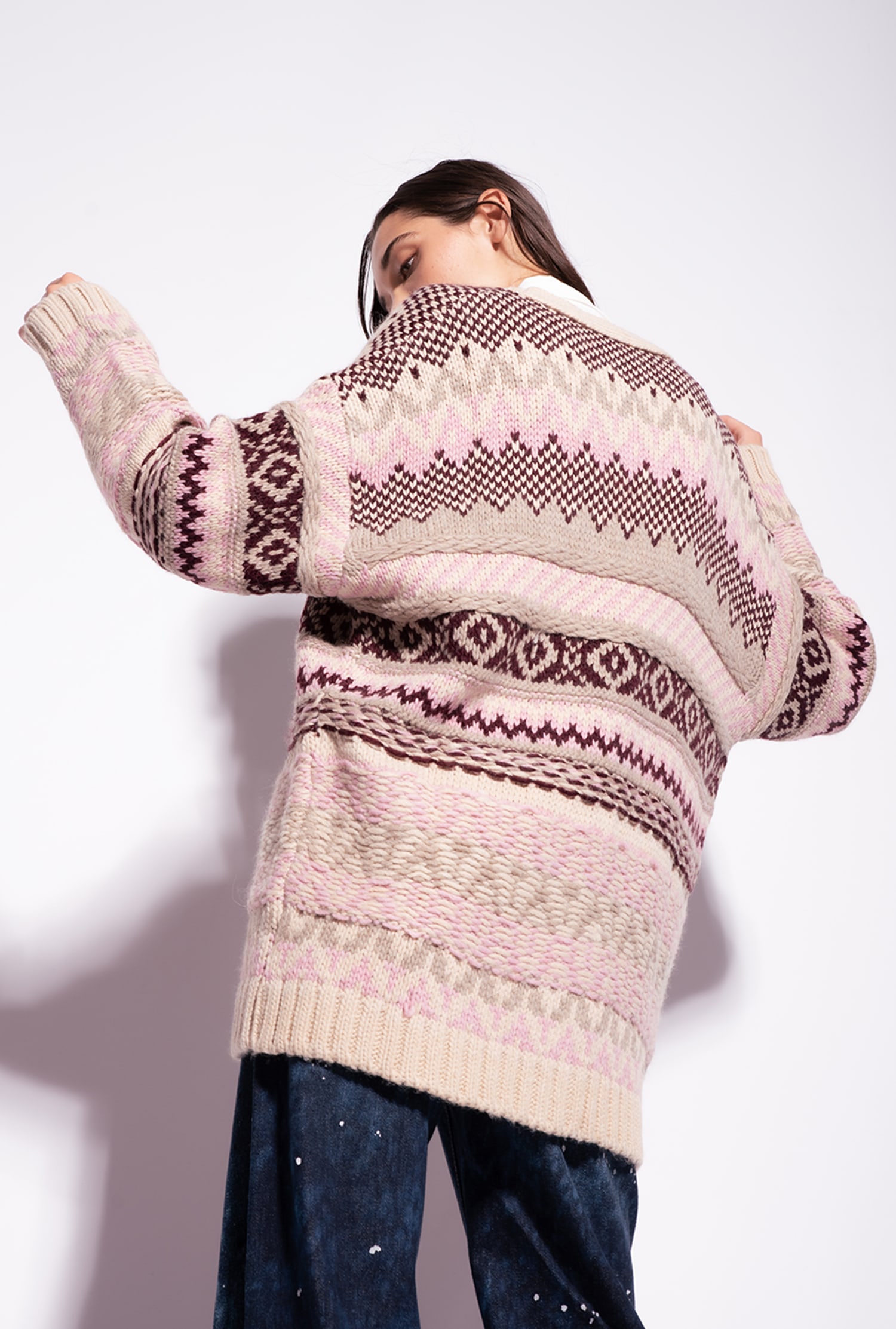 Alpaca-blend jacquard cardigan