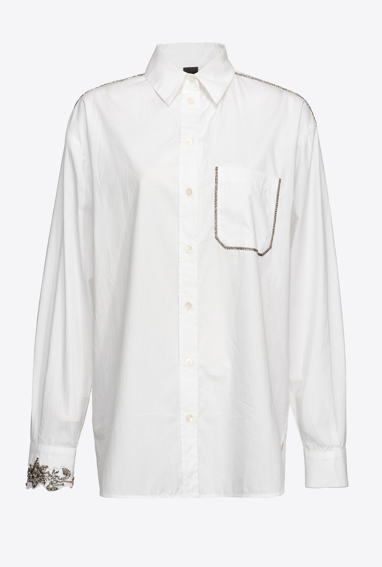Poplin shirt with shiny embroidery