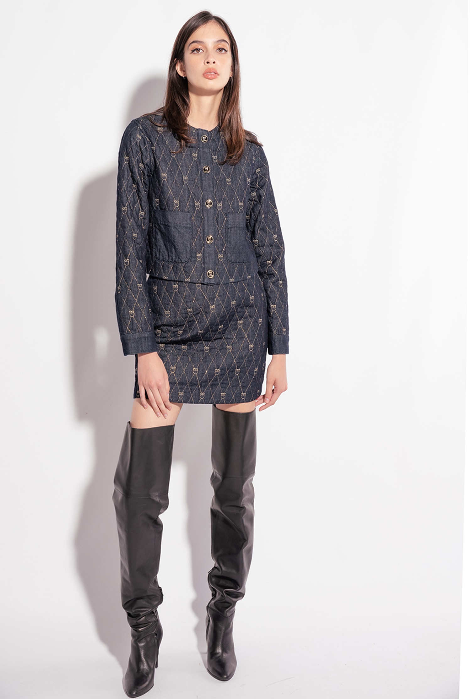 Quilted boxy denim jacket