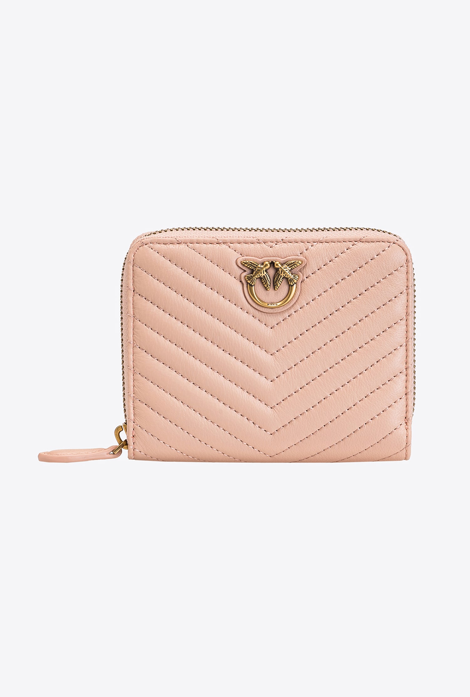 Small zip-around wallet in chevron-patterned nappa