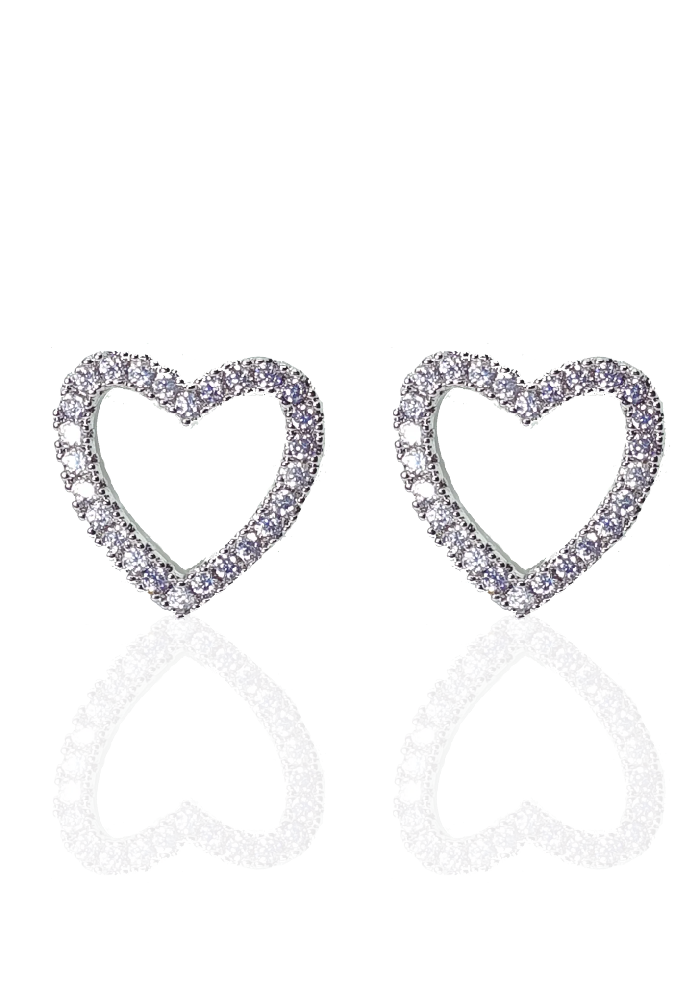 Studs Corazon zirconia plateado