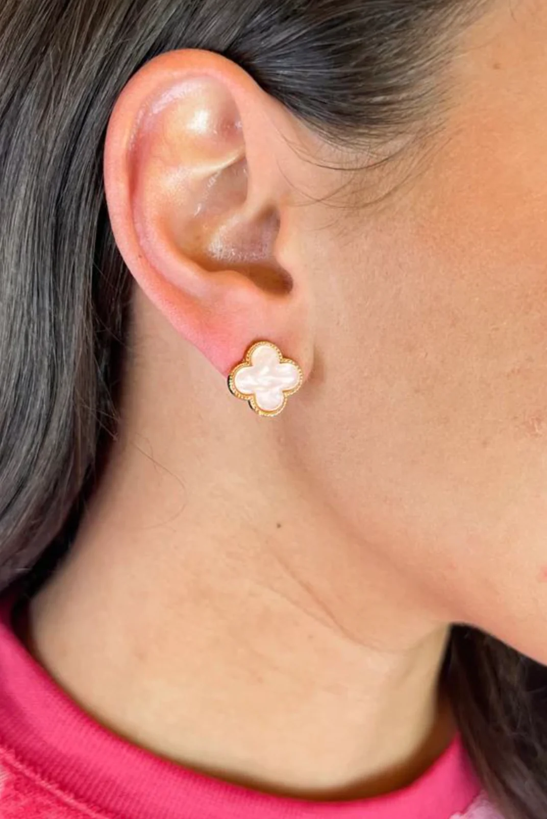 Trebol aretes blanco