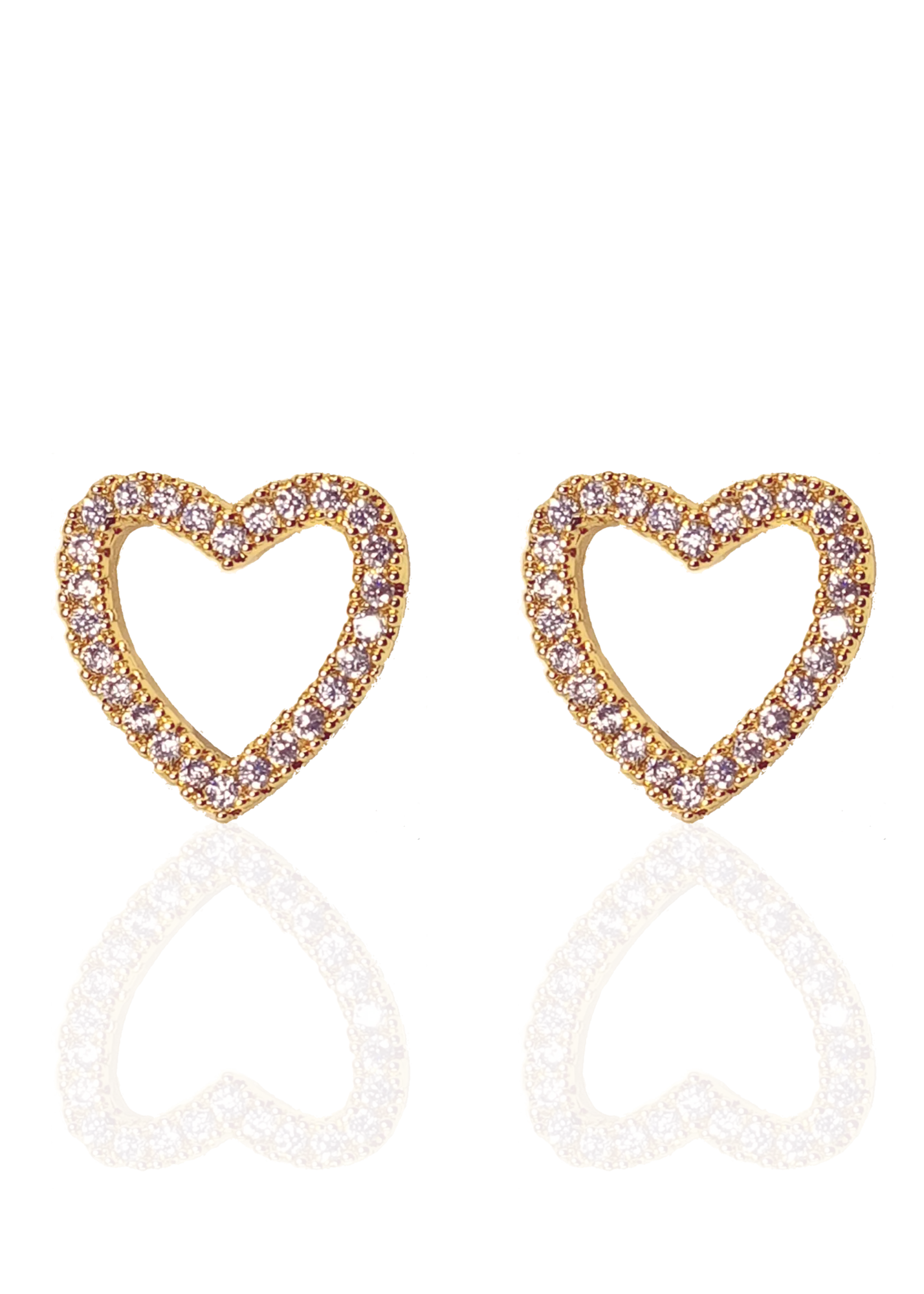 Studs Corazon zirconia dorado
