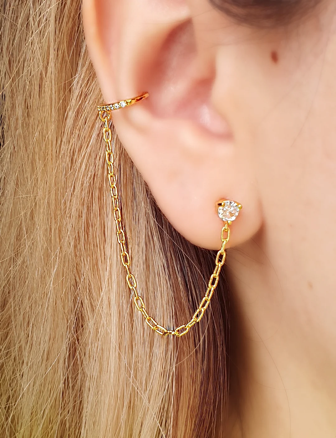 Ear cuff con cadena