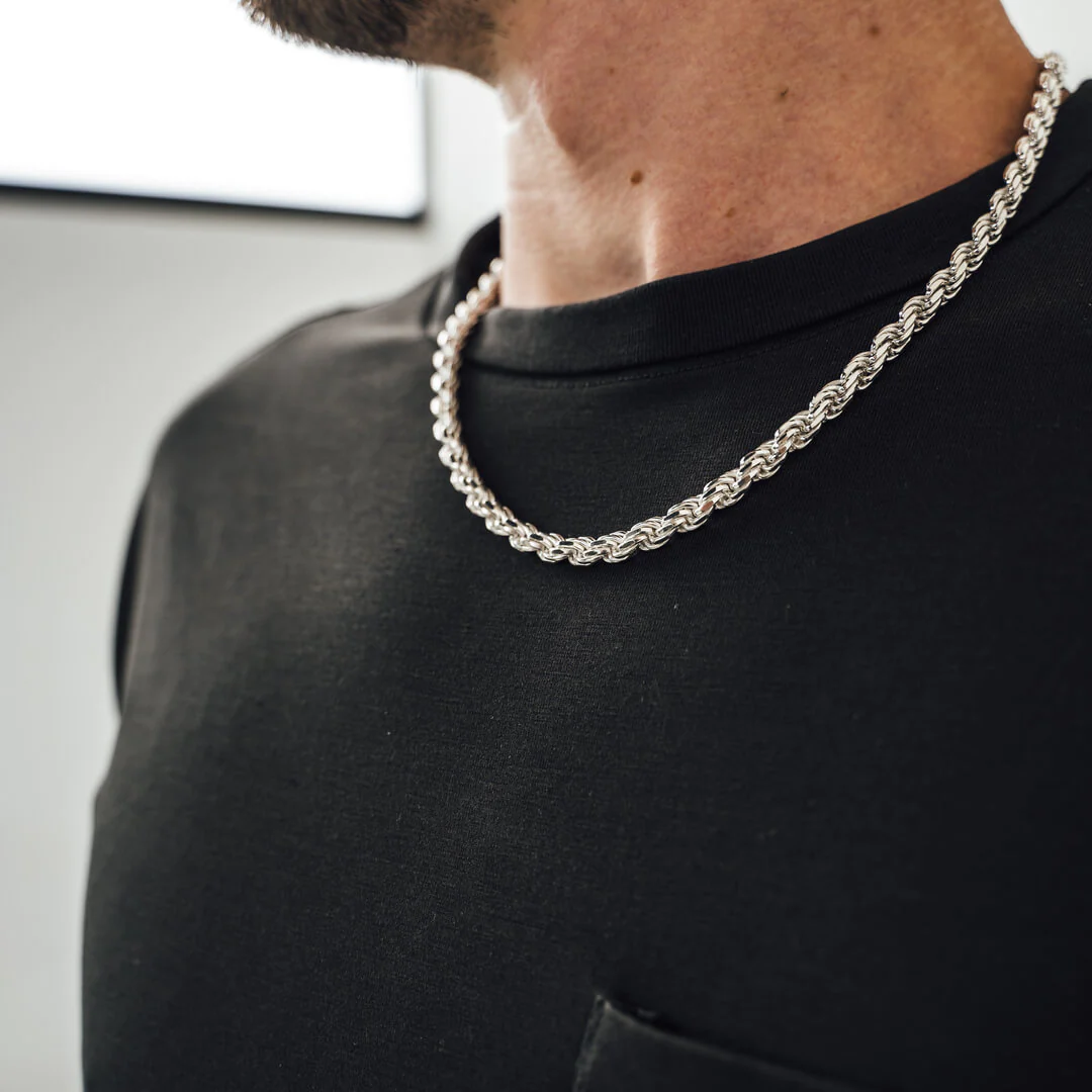 Silver Diamond Cut Rope Chain