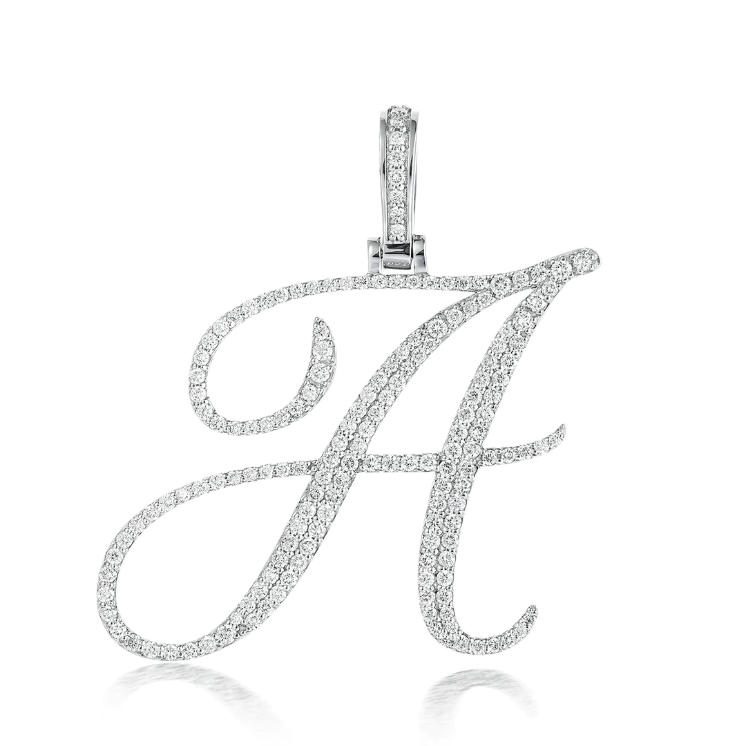 Cursive Genuine Diamond Letter Pendant