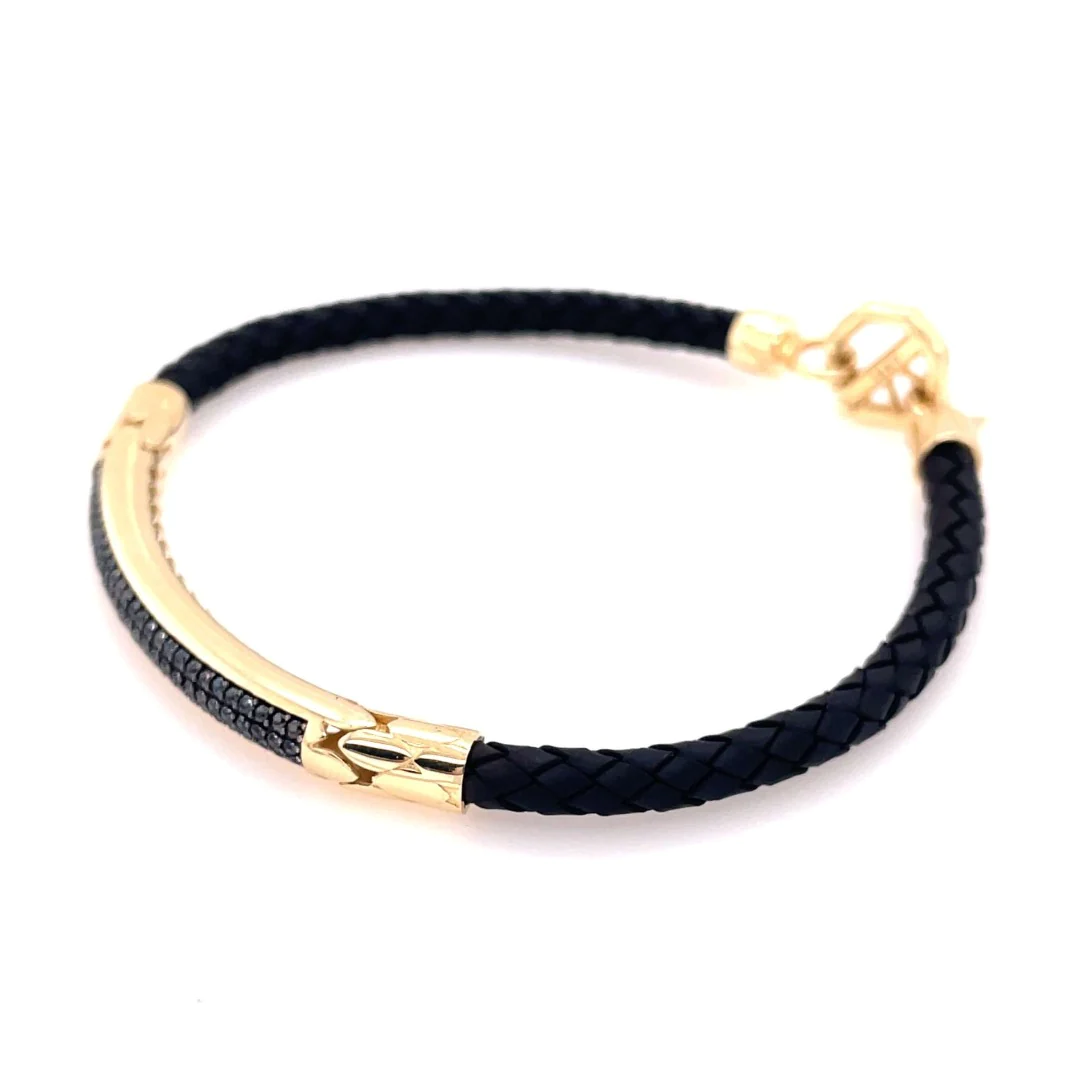 Black stone with Gold fashion bracelet 9.4g 14kt