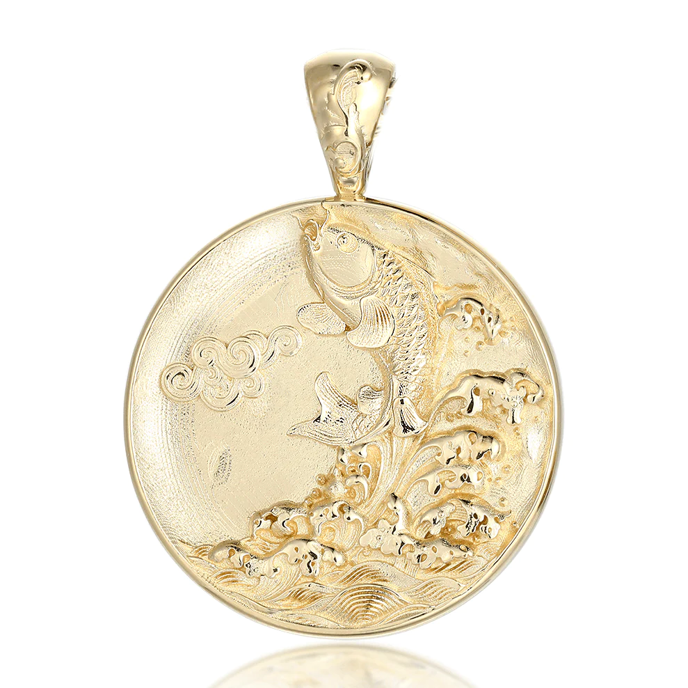 Solid Fish and wave pendant